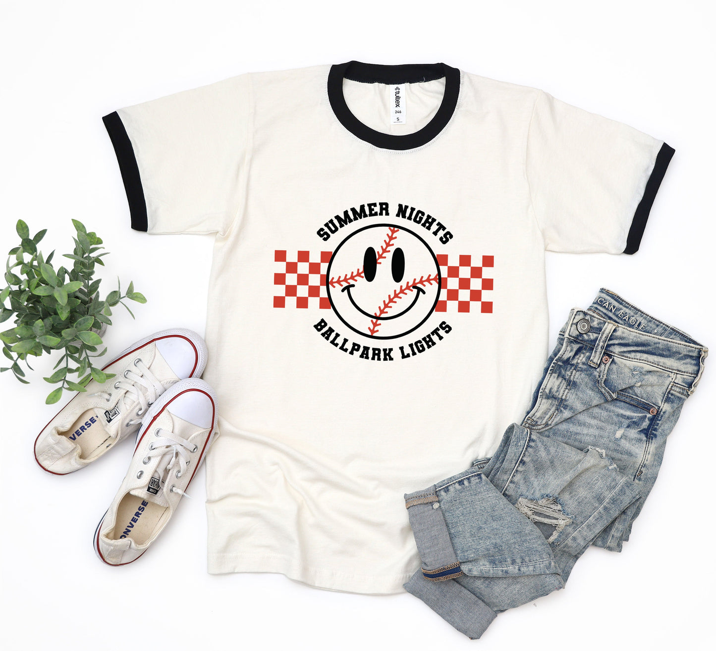 Checkered Summer Nights | Ringer Tee