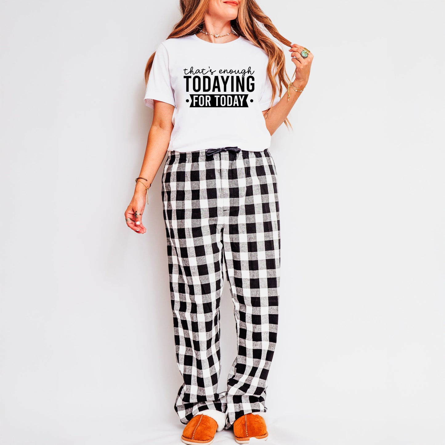 Enough Todaying | Plaid Pajama Set