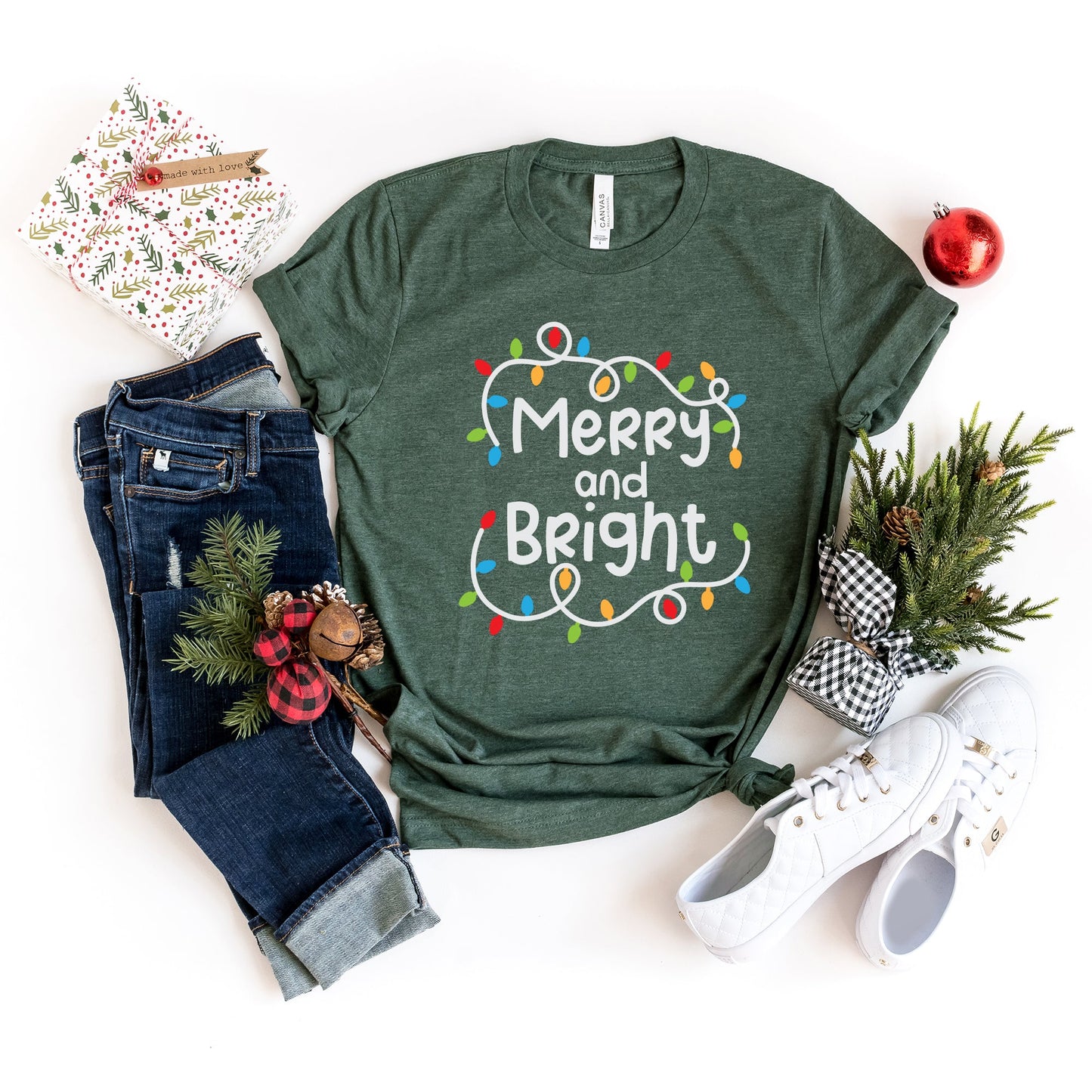 Merry And Bright Lights | Short Sleeve Crew Neck