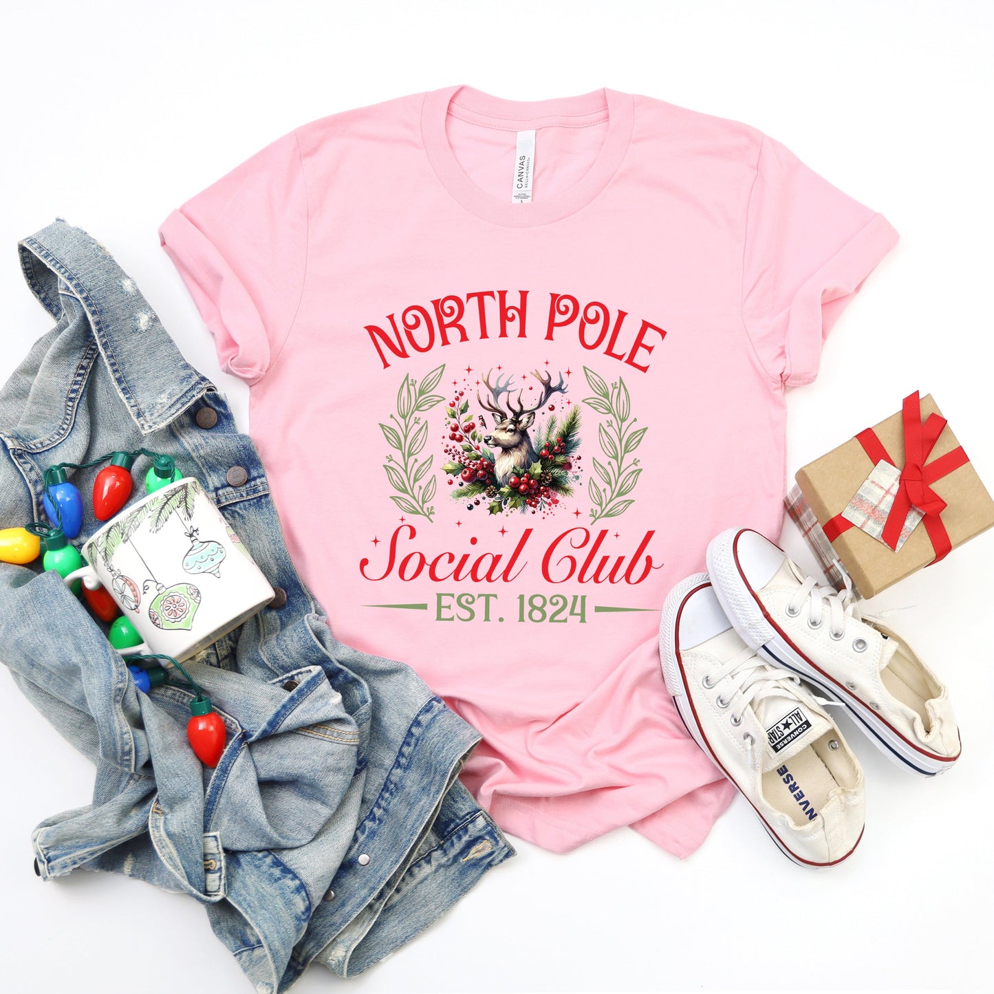 North Pole Social Club Reindeer | Short Sleeve Crewneck