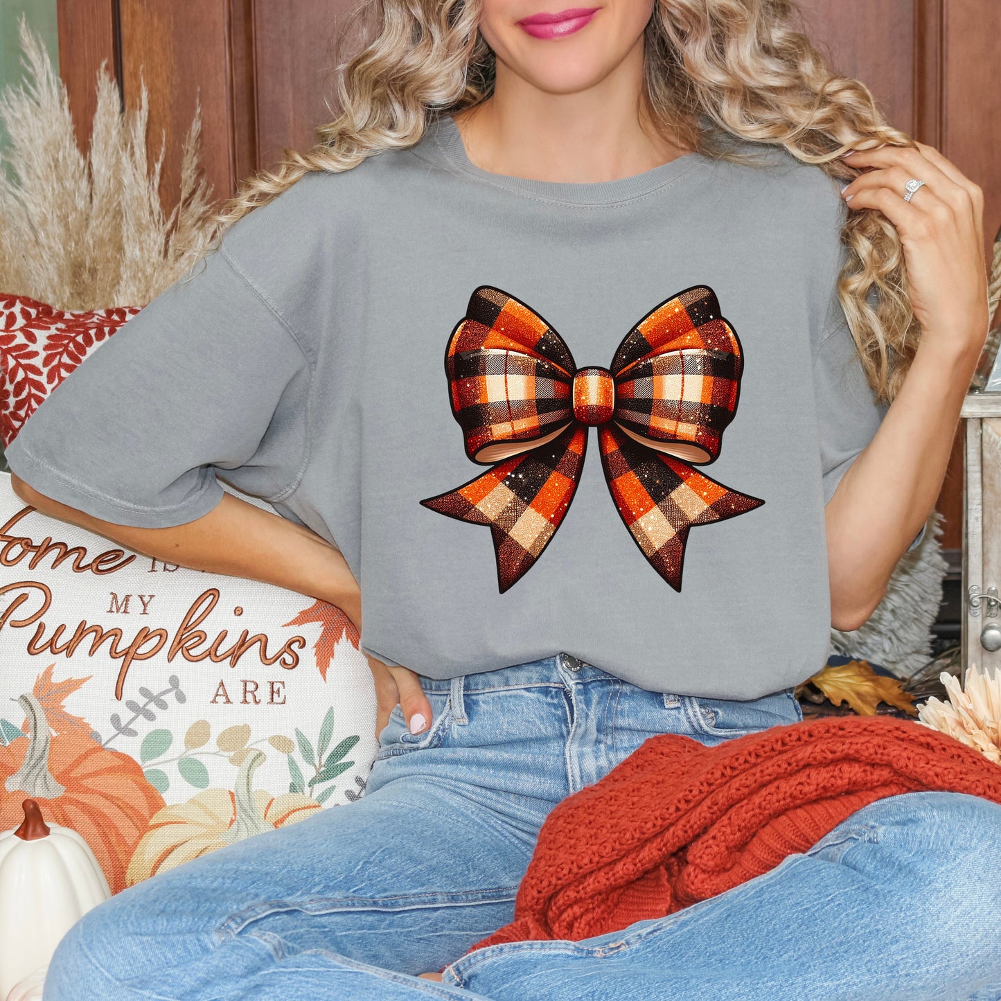 Coquette Fall Plaid | Garment Dyed Tee