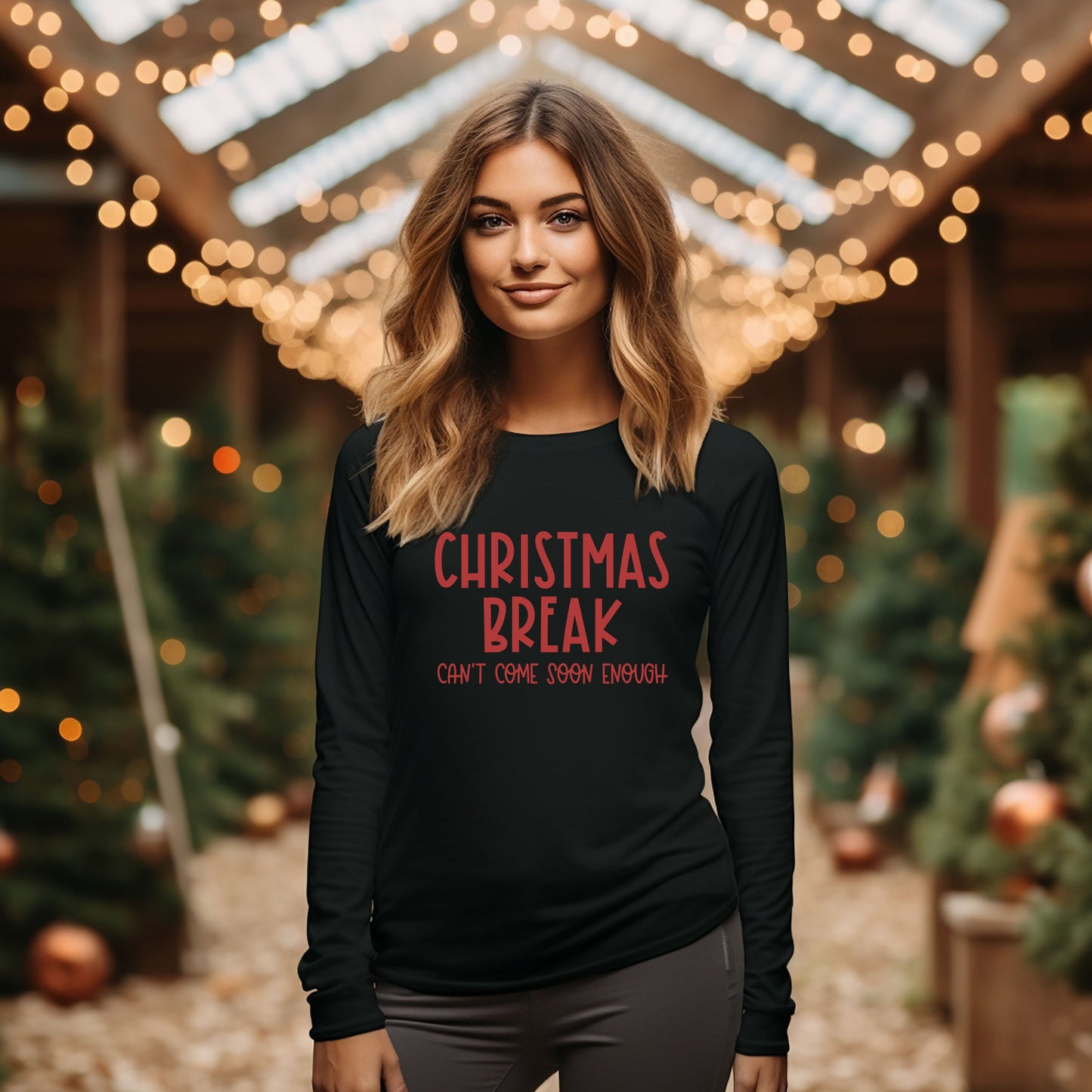 Christmas Break Can't Come Soon Enough | Long Sleeve Graphic Tee