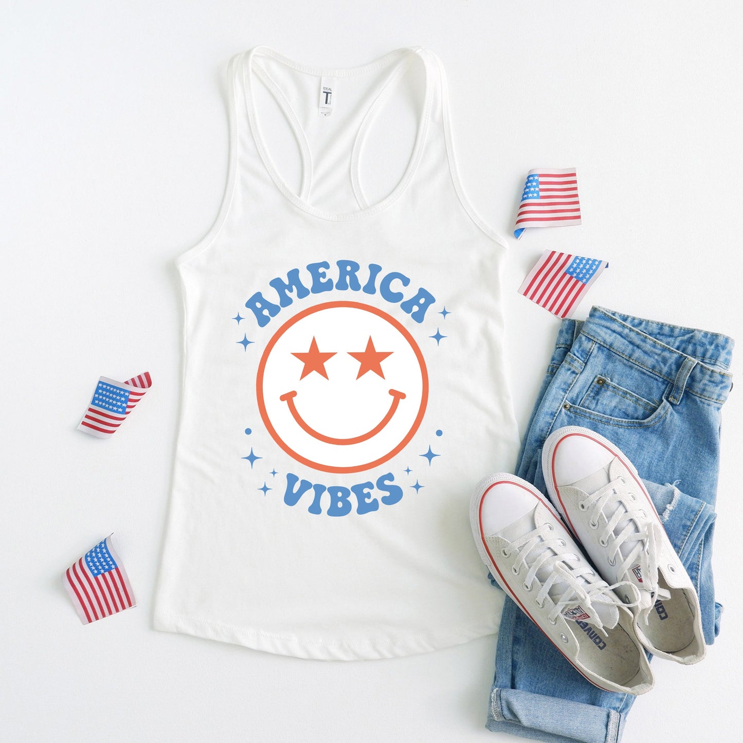 America Vibes Smiley | Racerback Tank