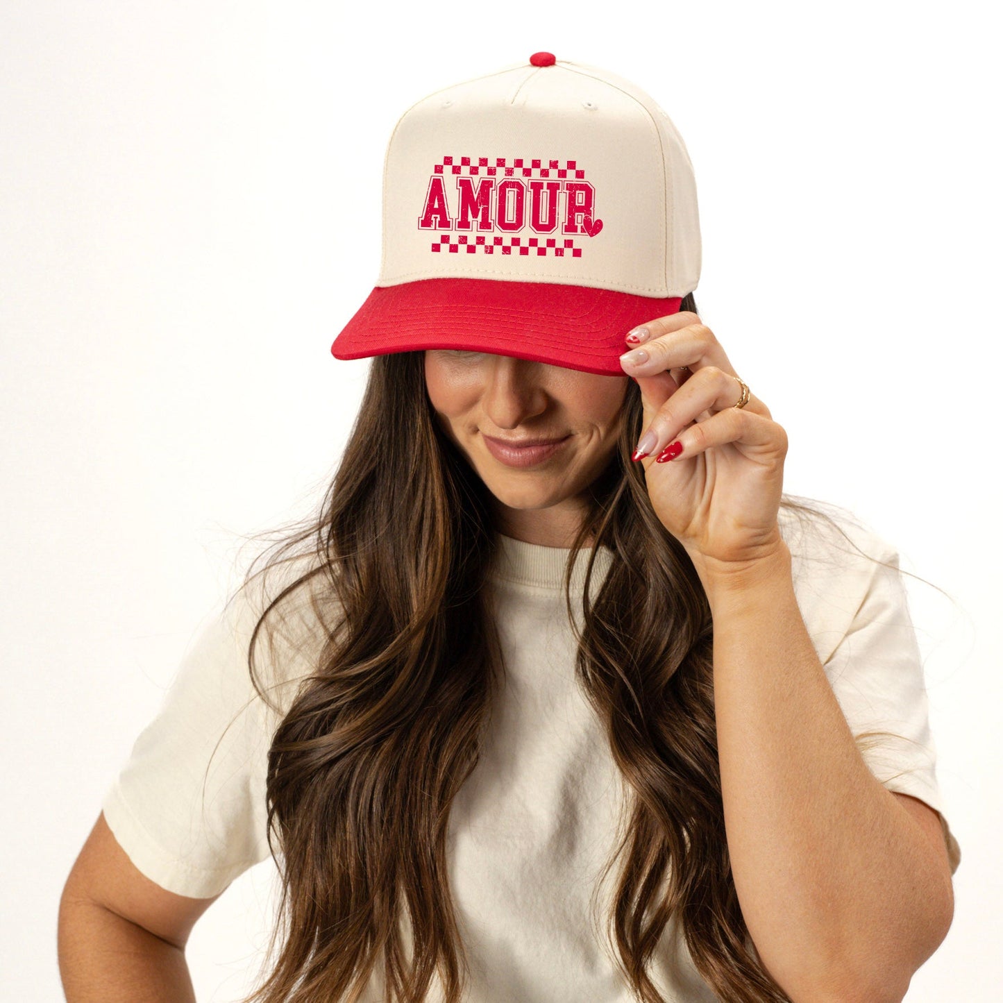 Amour Distressed Checkered | Canvas Trucker Hat