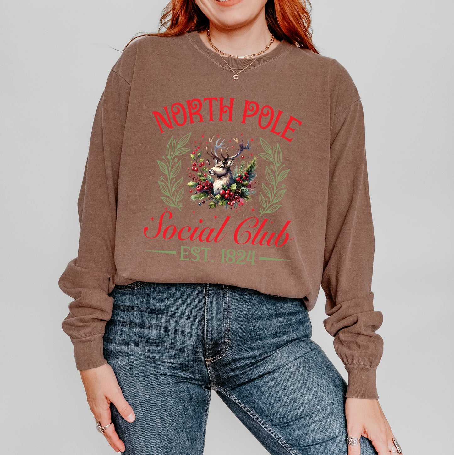 North Pole Social Club Reindeer | Garment Dyed Long Sleeve