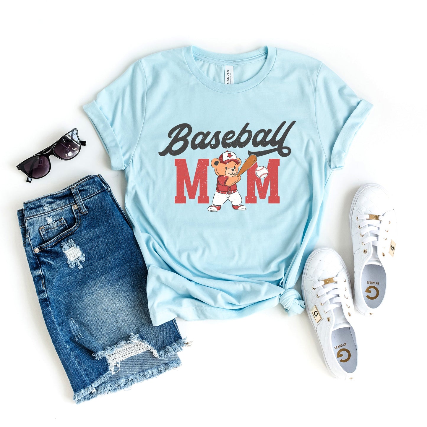 Baseball Mom Teddy Bear | Short Sleeve Graphic Tee