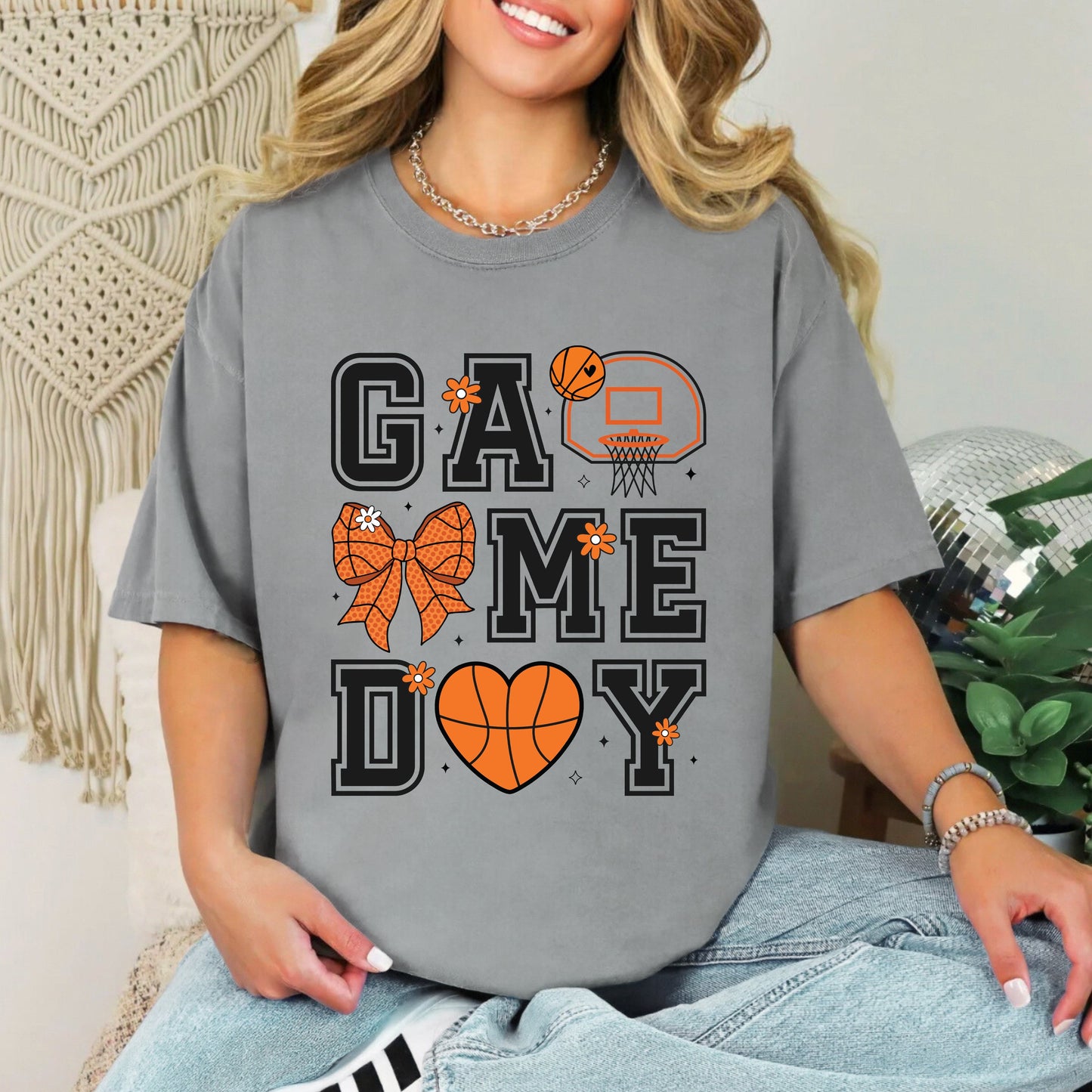 Basketball Game Day Coquette | Garment Dyed Short Sleeve Tee
