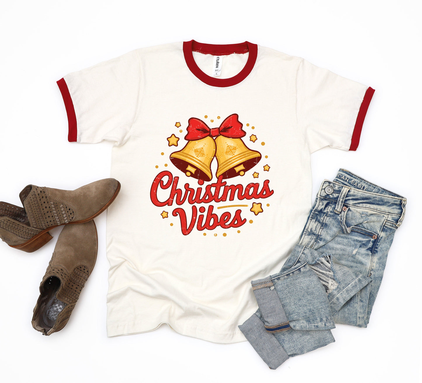 Christmas Vibes Bells | Ringer Tee