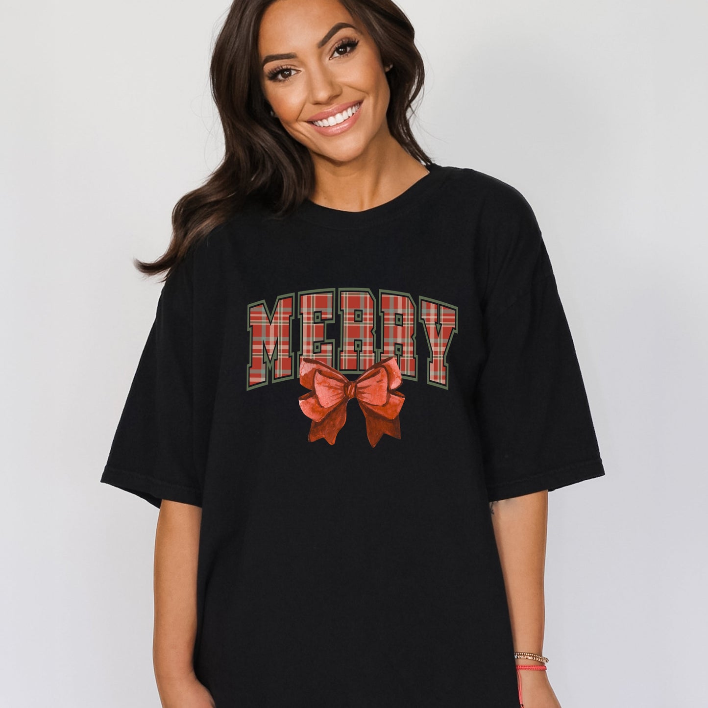 Coquette Plaid Merry | Garment Dyed Tee