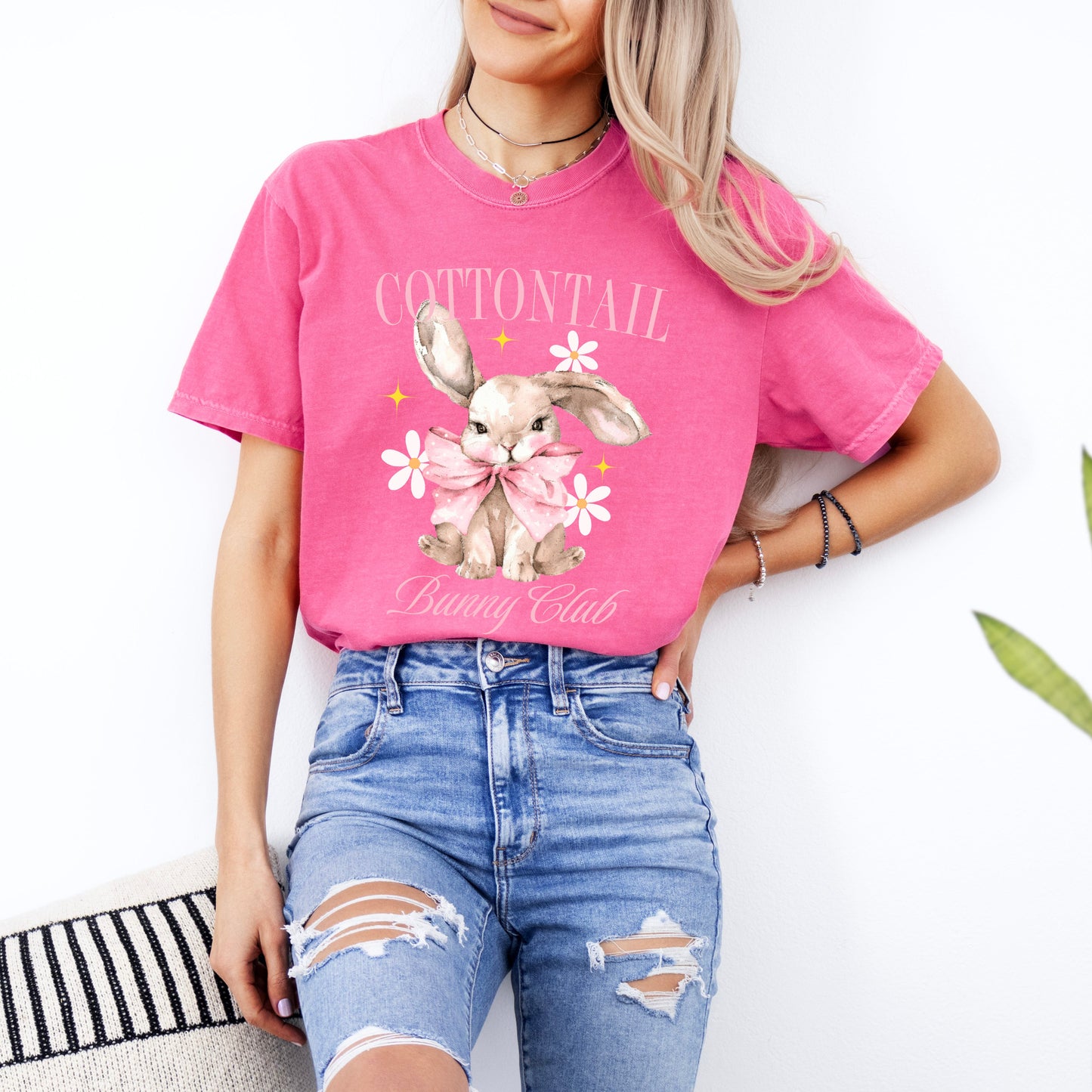 Coquette Cottontail Bunny Club | Garment Dyed Short Sleeve Tee