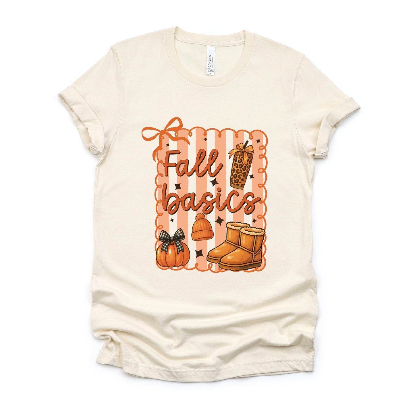 Fall Basics Boots Striped - Women's Short Sleeve Graphic T-Shirt