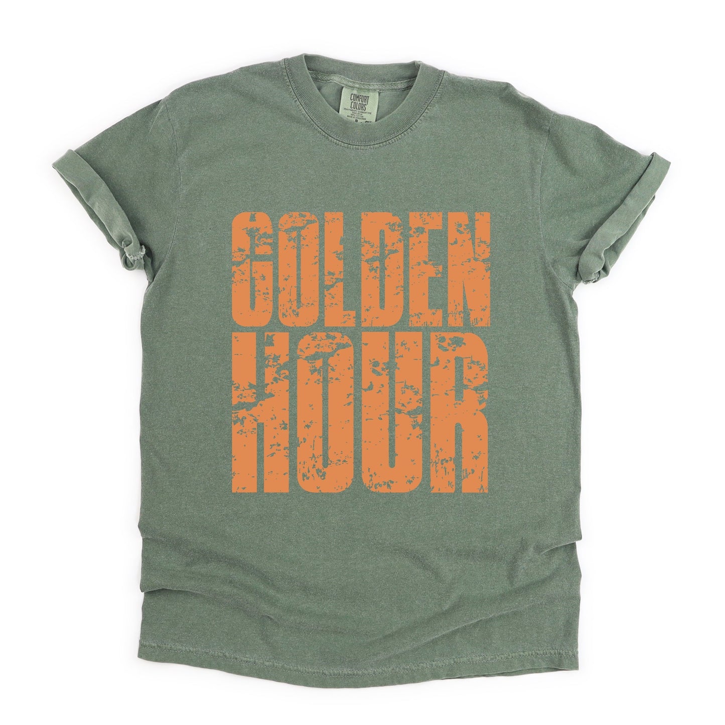 Golden Hour Block Distressed - Women's Garment Dyed Graphic T-Shirt