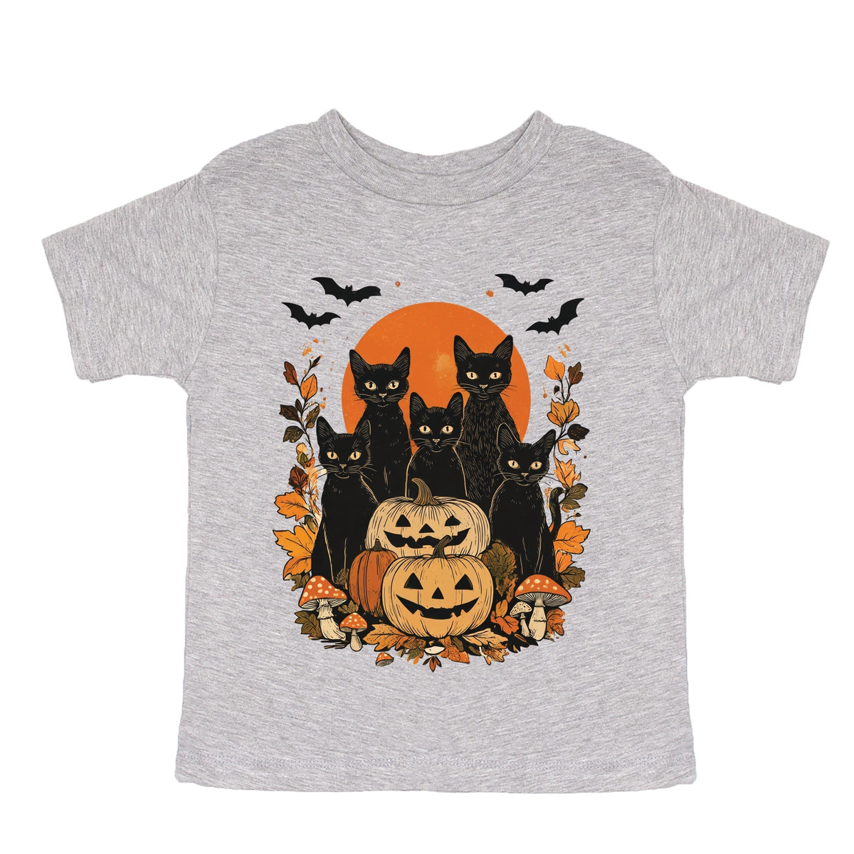 Black Cats Pumpkin Vintage - Toddler Short Sleeve Graphic T-Shirt and Youth Short Sleeve Graphic T-Shirt