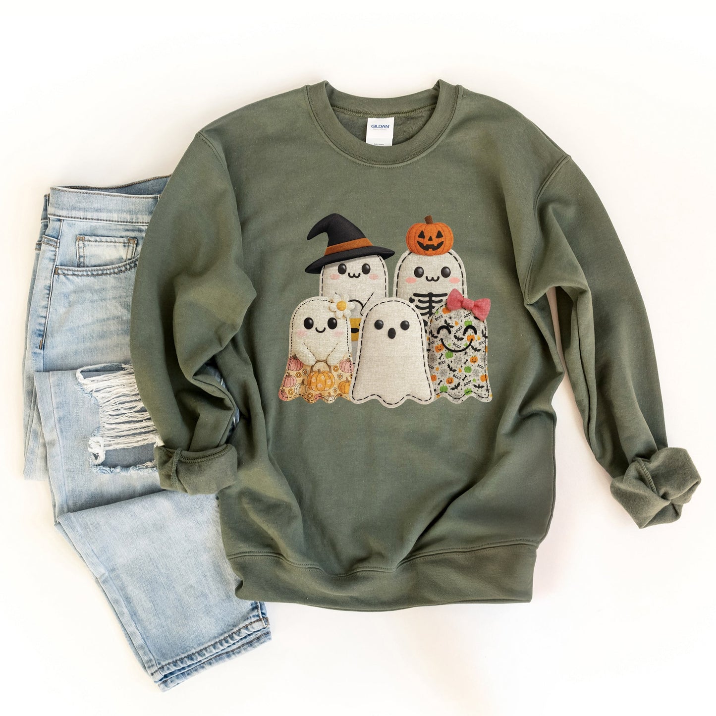 Ghost Family Patchwork Print - Womens Sweatshirt