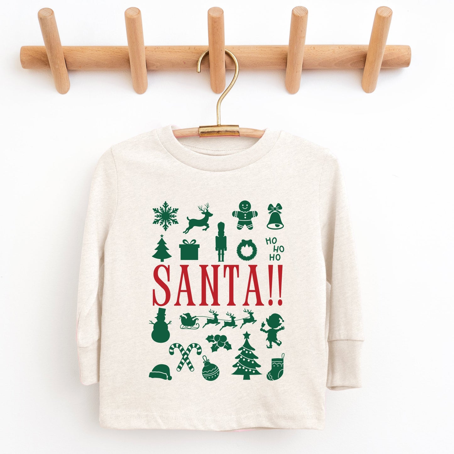 Santa Christmas Icons - Toddler Long Sleeve Graphic Tee and Youth Long Sleeve Graphic T-Shirt
