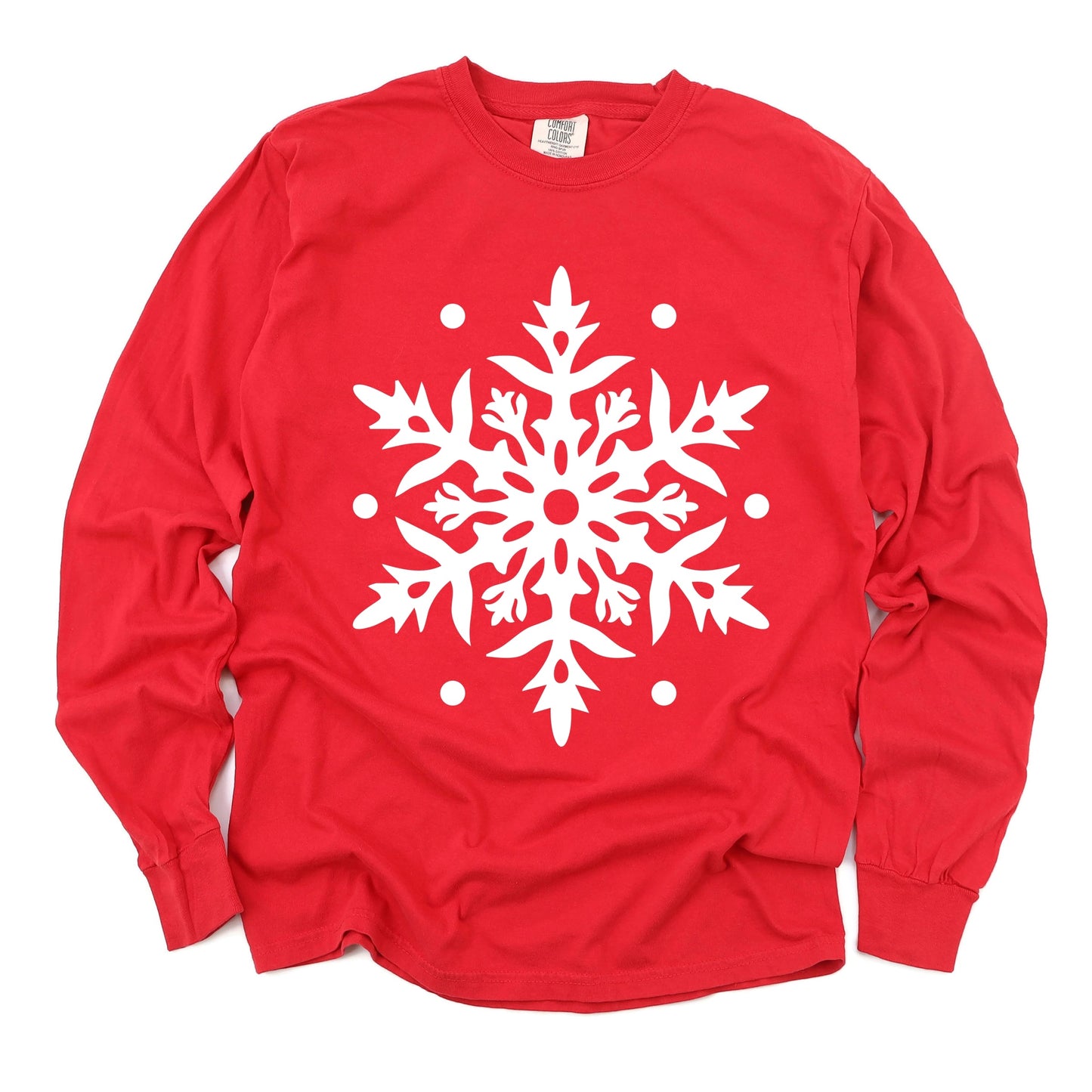 White Snowflake - Garment Dyed Long Sleeve