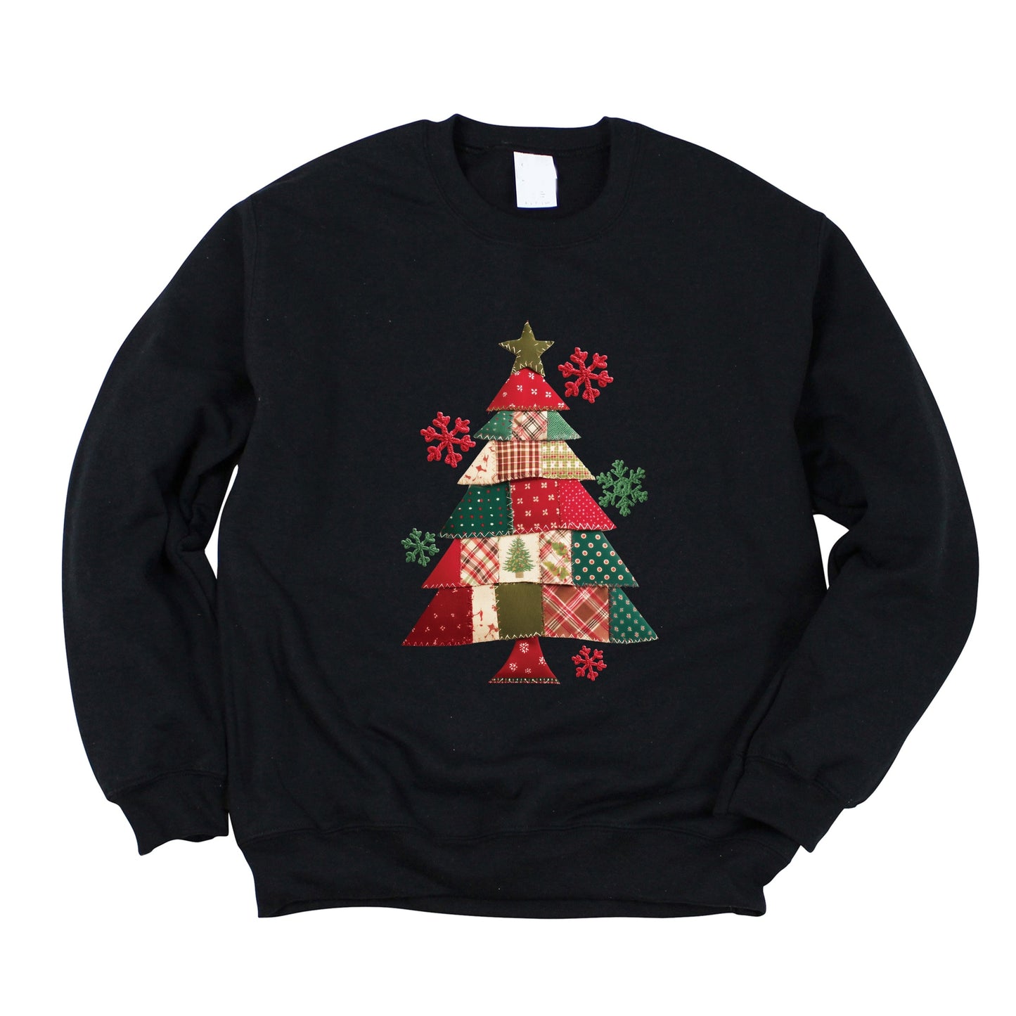 Christmas Tree Patchwork Print - Women's Graphic Sweatshirt