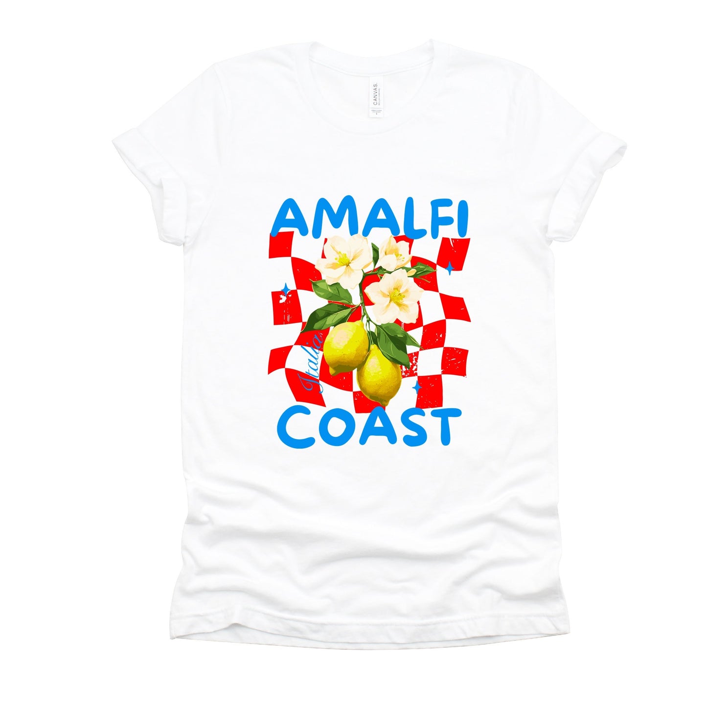 Amalfi Coast Red Checkerboard - Women's Short Sleeve Graphic T-Shirt