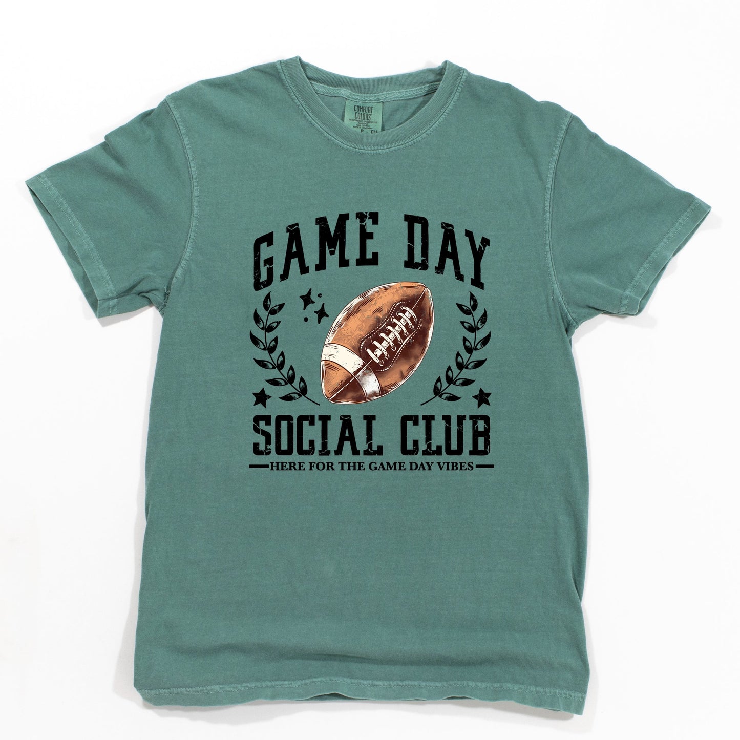 Football Game Day Social Club - Women's Garment Dyed Graphic T-Shirt