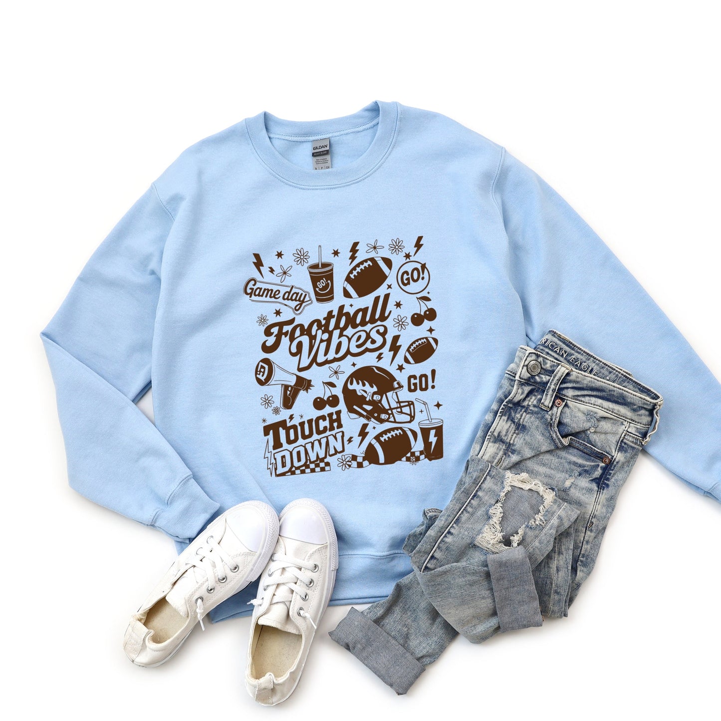 Football Vibes Touchdown Collage - Womens Sweatshirt