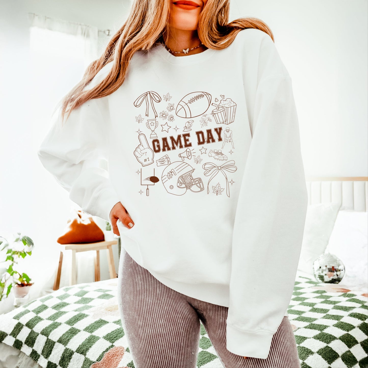 Football Game Day Collage - Womens Lightweight Garment Dyed Sweatshirt