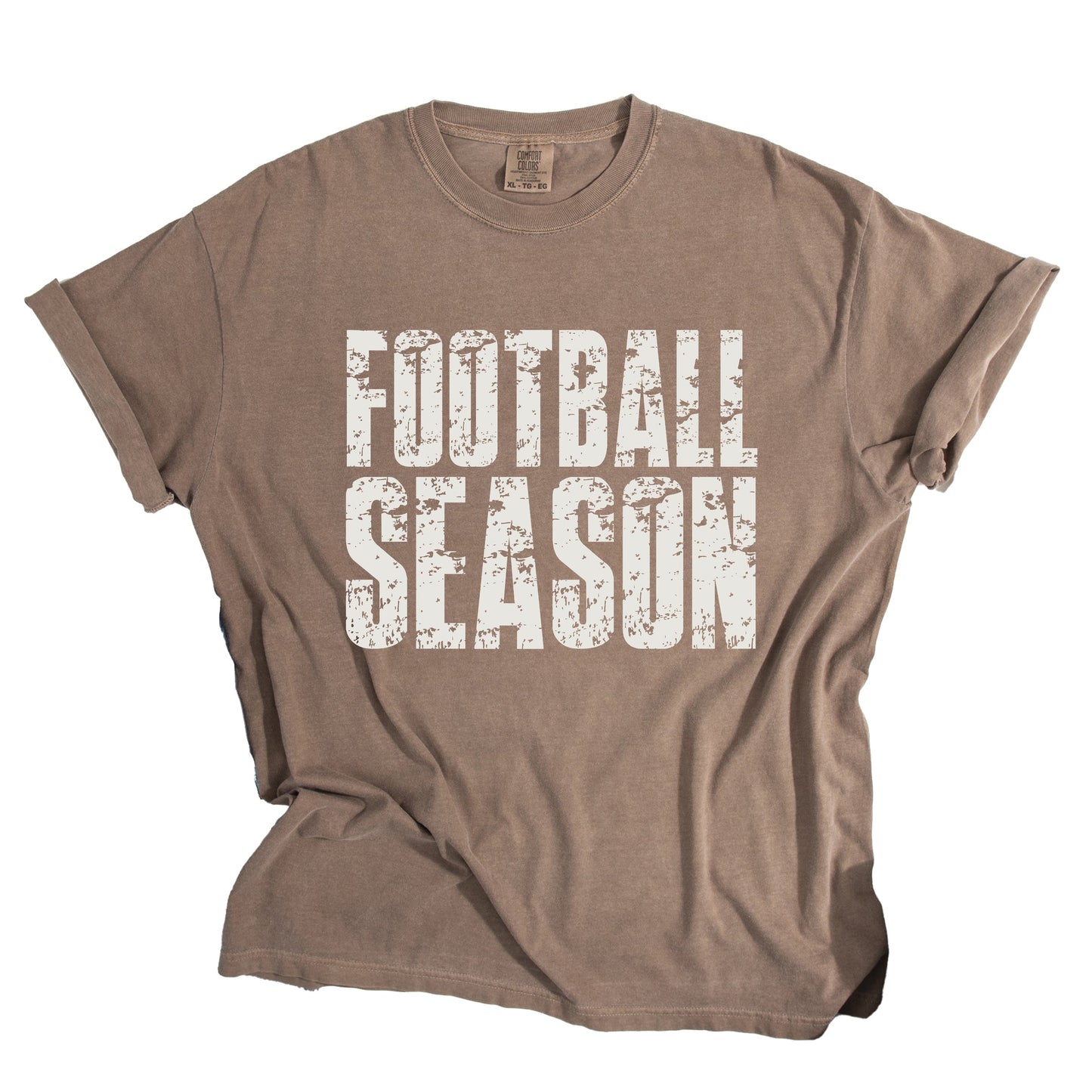 Football Season Block Distressed - Women's Garment Dyed Graphic T-Shirt