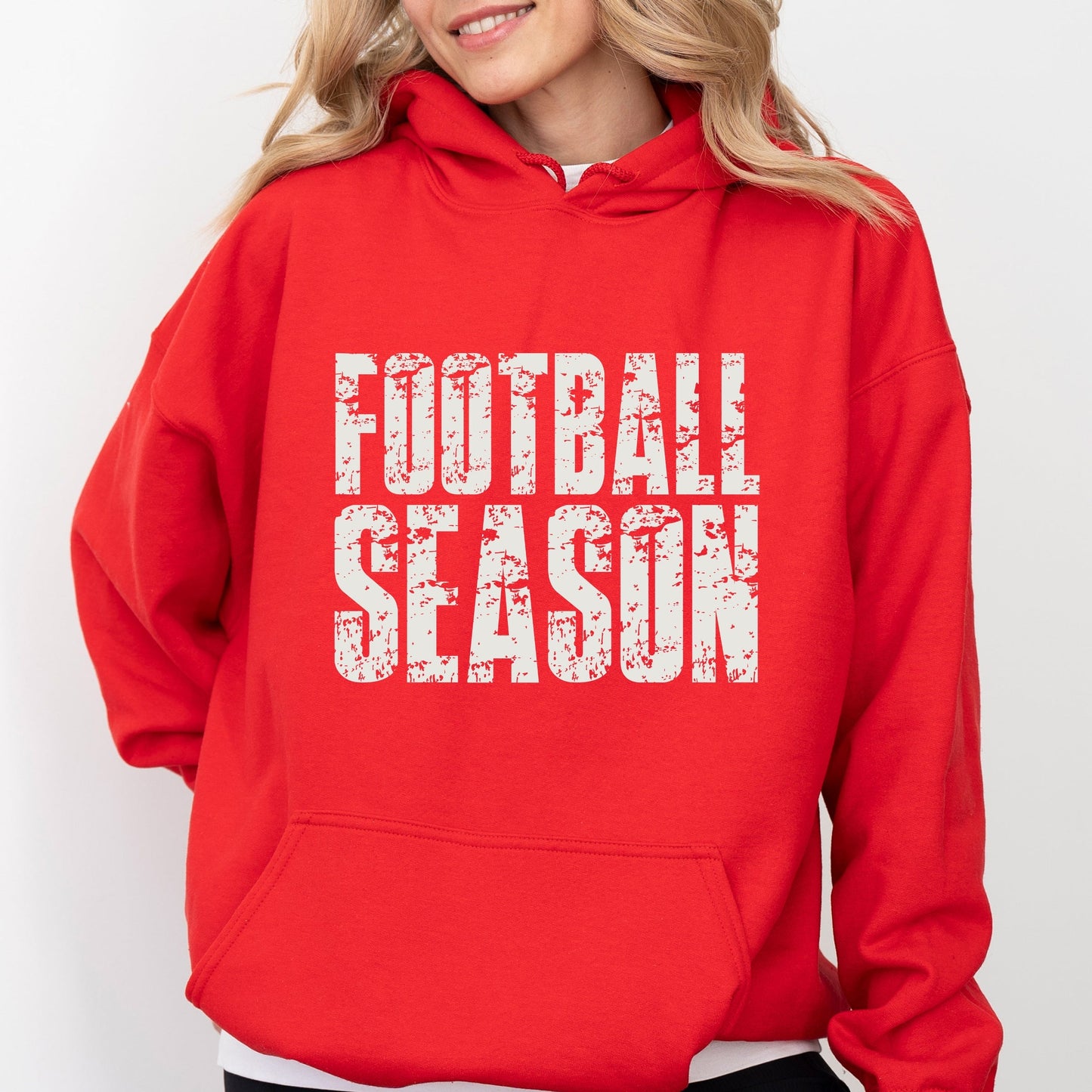 Football Season Block Distressed - Women's Graphic Hoodie