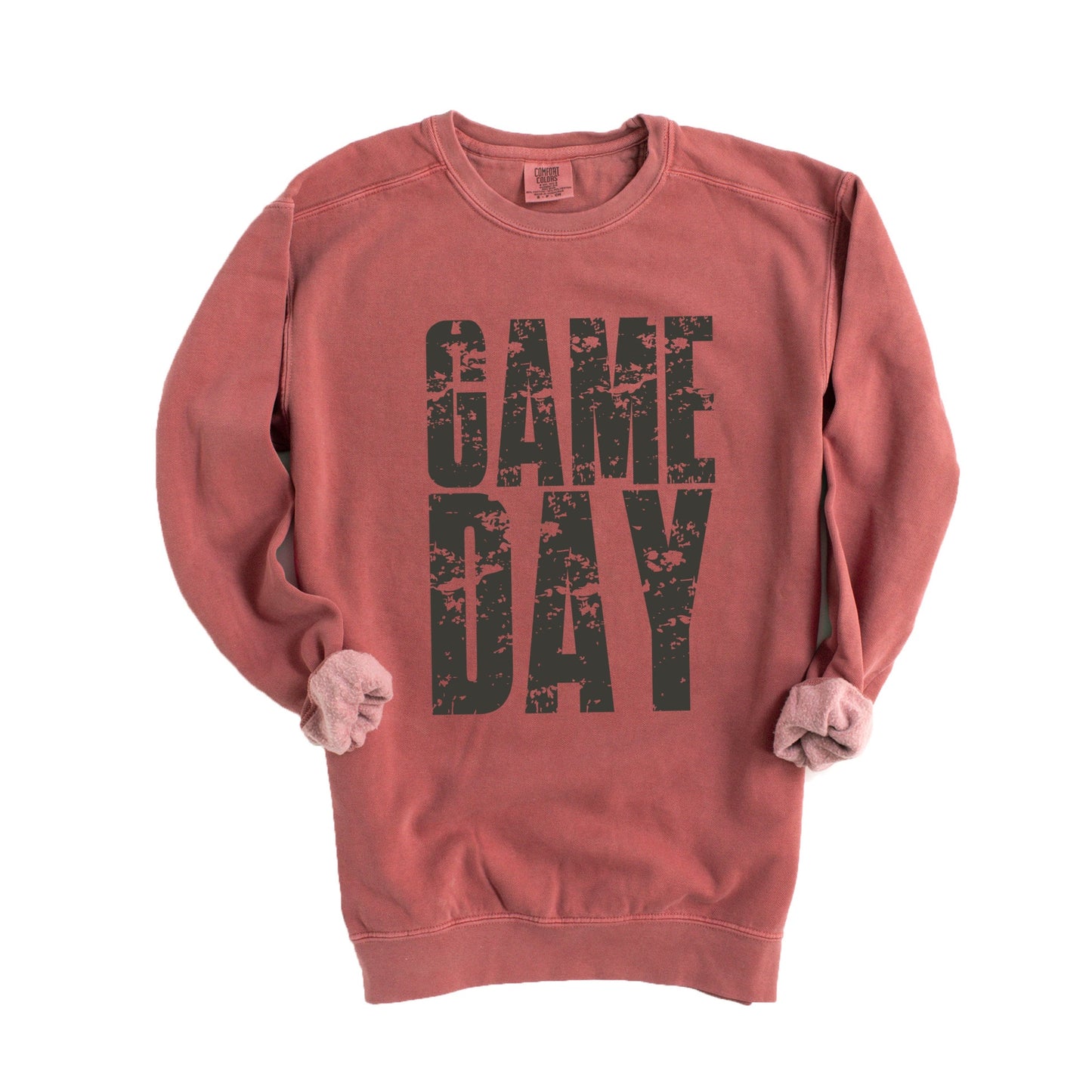 Game Day Block Distressed - Women's Garment Dyed Graphic Sweatshirt