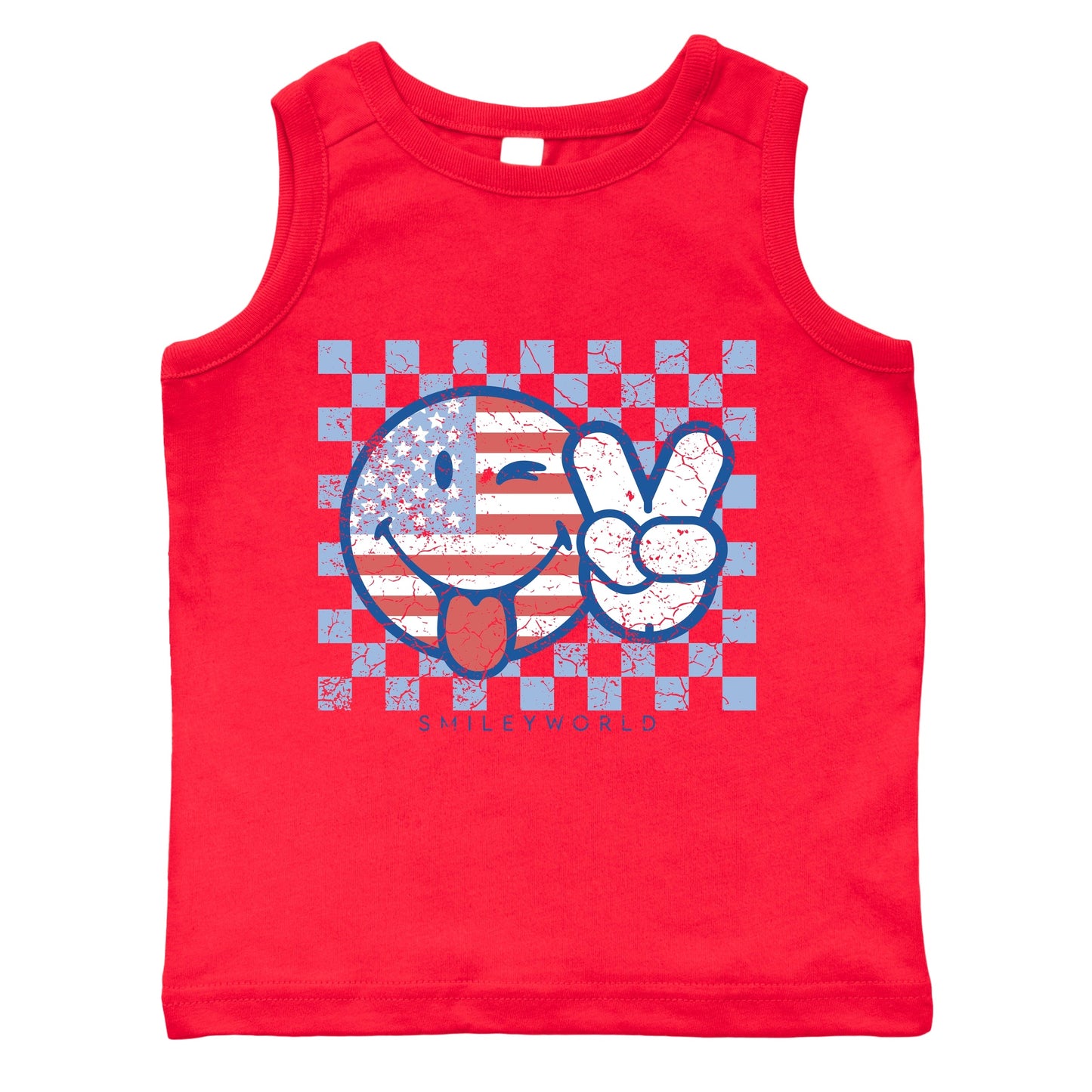 SmileyWorld Patriotic Checkered Peace - Toddler Graphic Tank