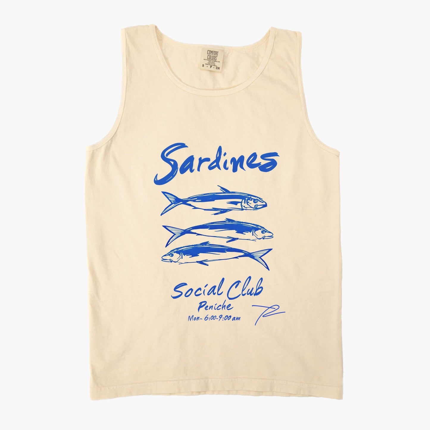 Sardines Social Club - Women's Garment Dyed Graphic Tank Top