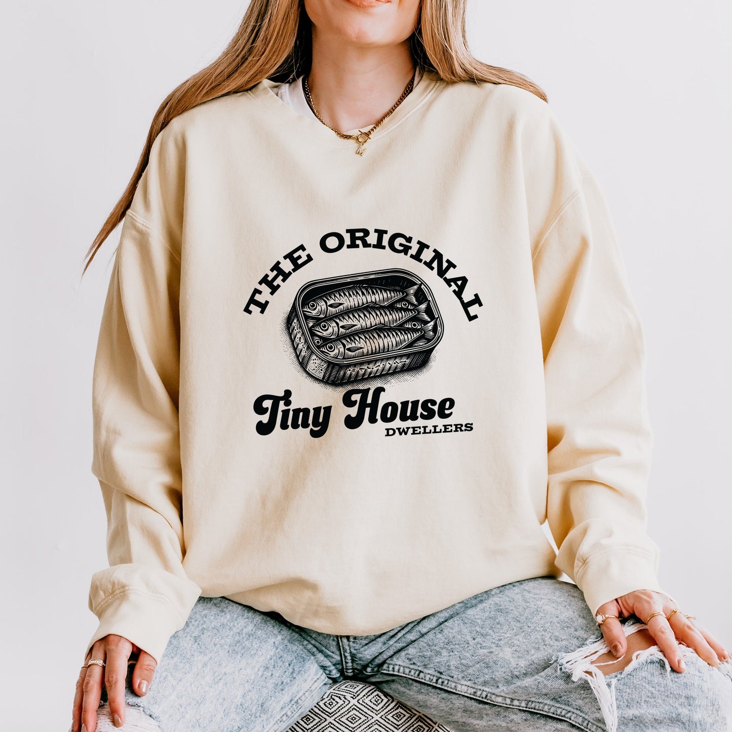 Original Tiny House Dwellers - Women's Lightweight Garment Dyed Sweatshirt