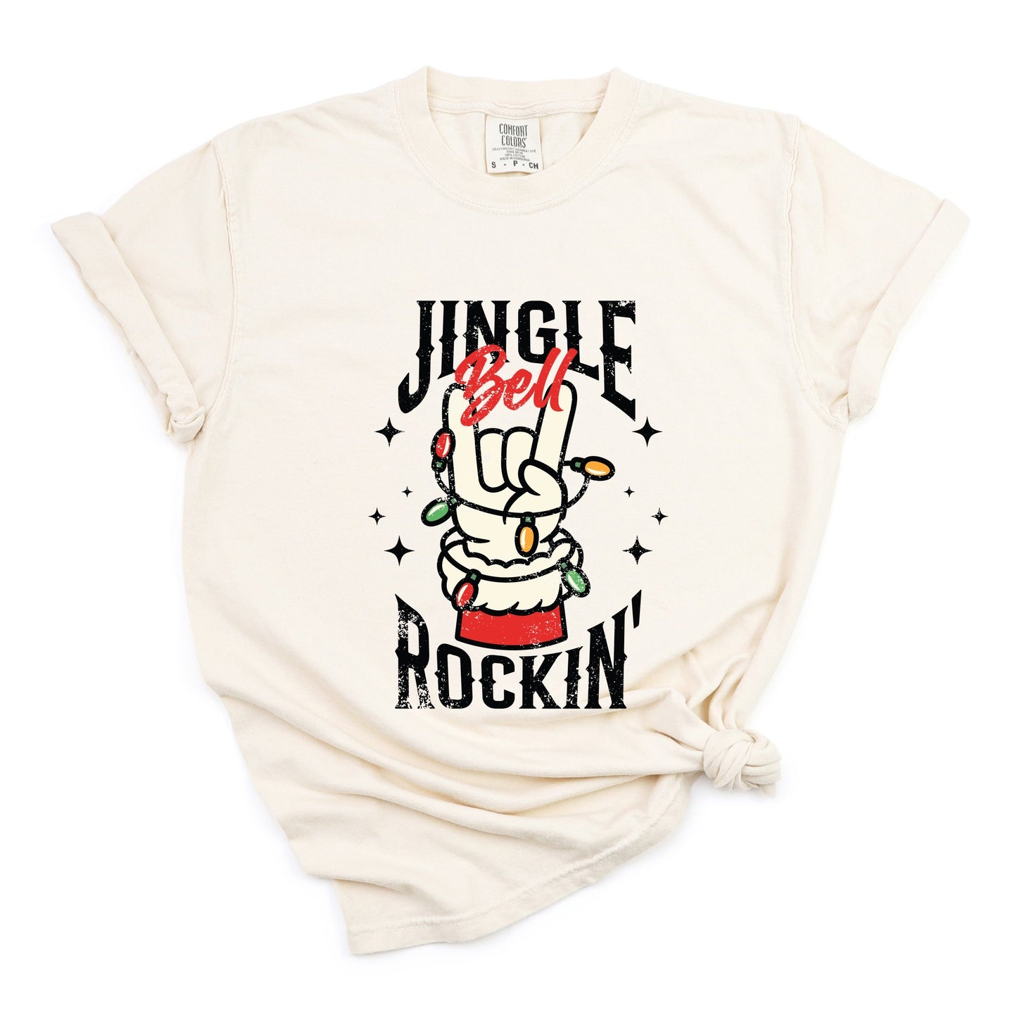 Jingle Bell Rockin' Santa Glove - Women's Garment Dyed Tee