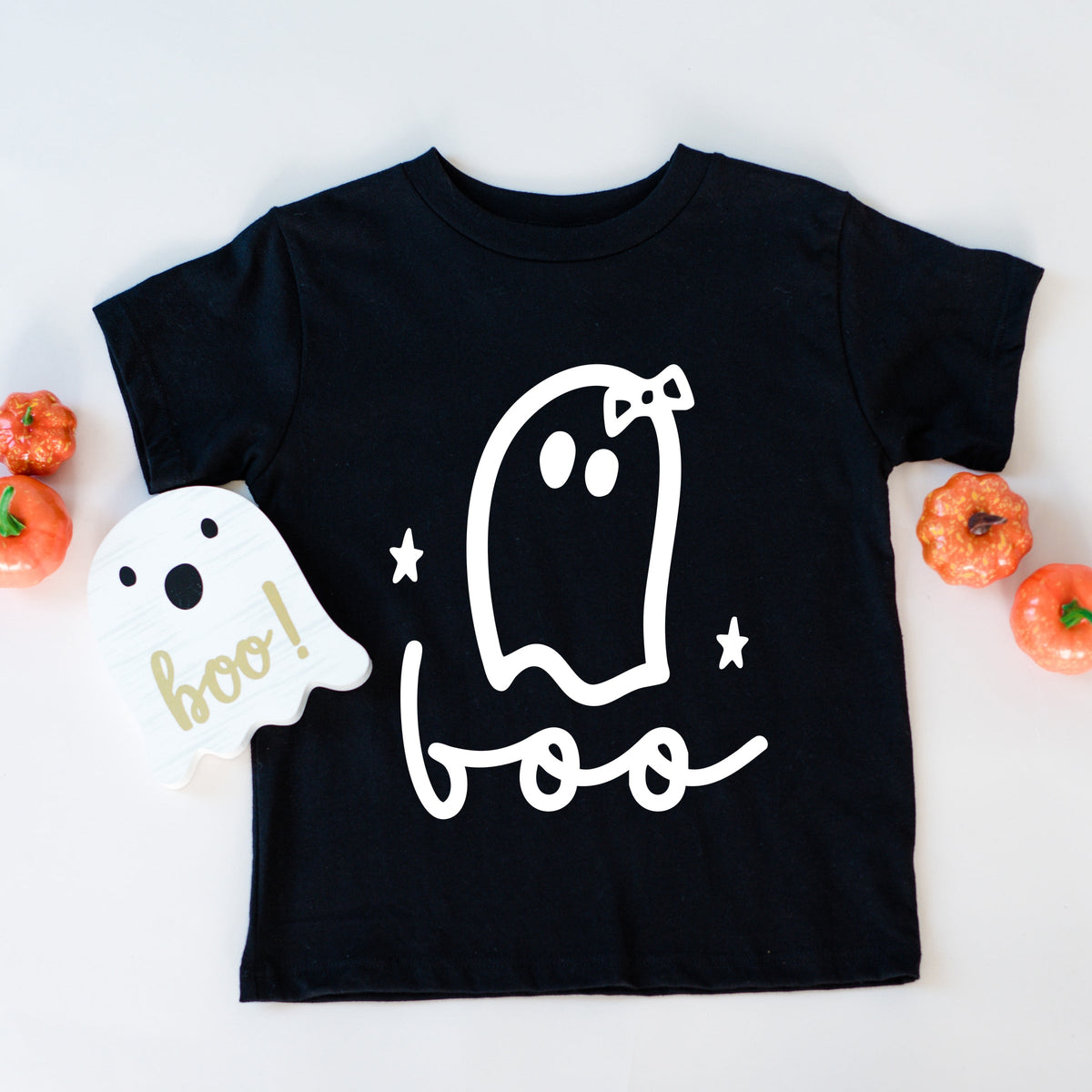 Boo Ghost Bow - Youth Short Sleeve Graphic T-Shirt and Toddler Short Sleeve Graphic T-Shirt