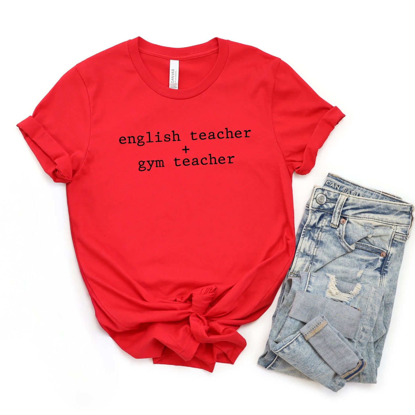 English Teacher + Gym Teacher Typewriter - Womens Short Sleeve Tee