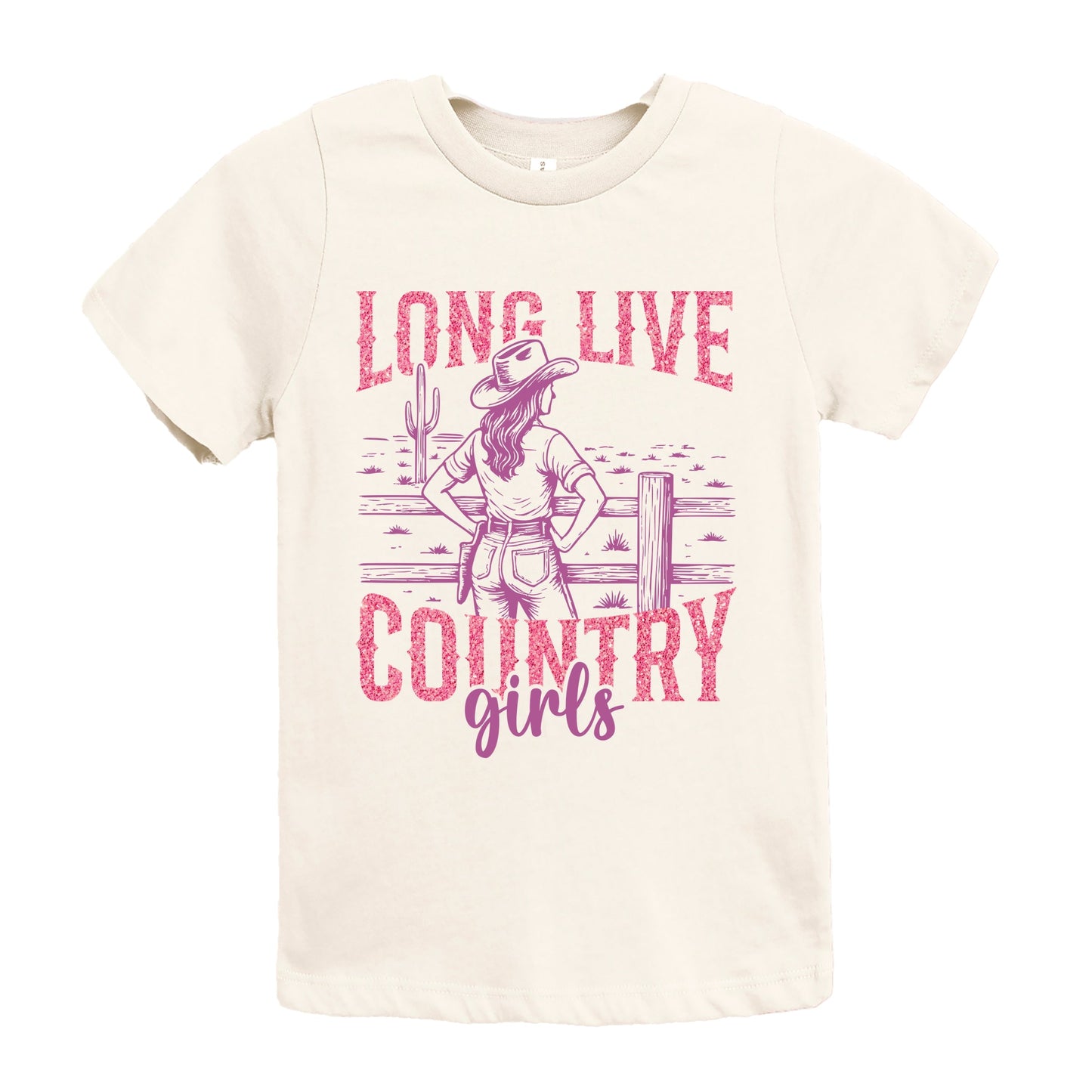 Long Live Country Girls Glitter - Youth Short Sleeve Graphic T-Shirt