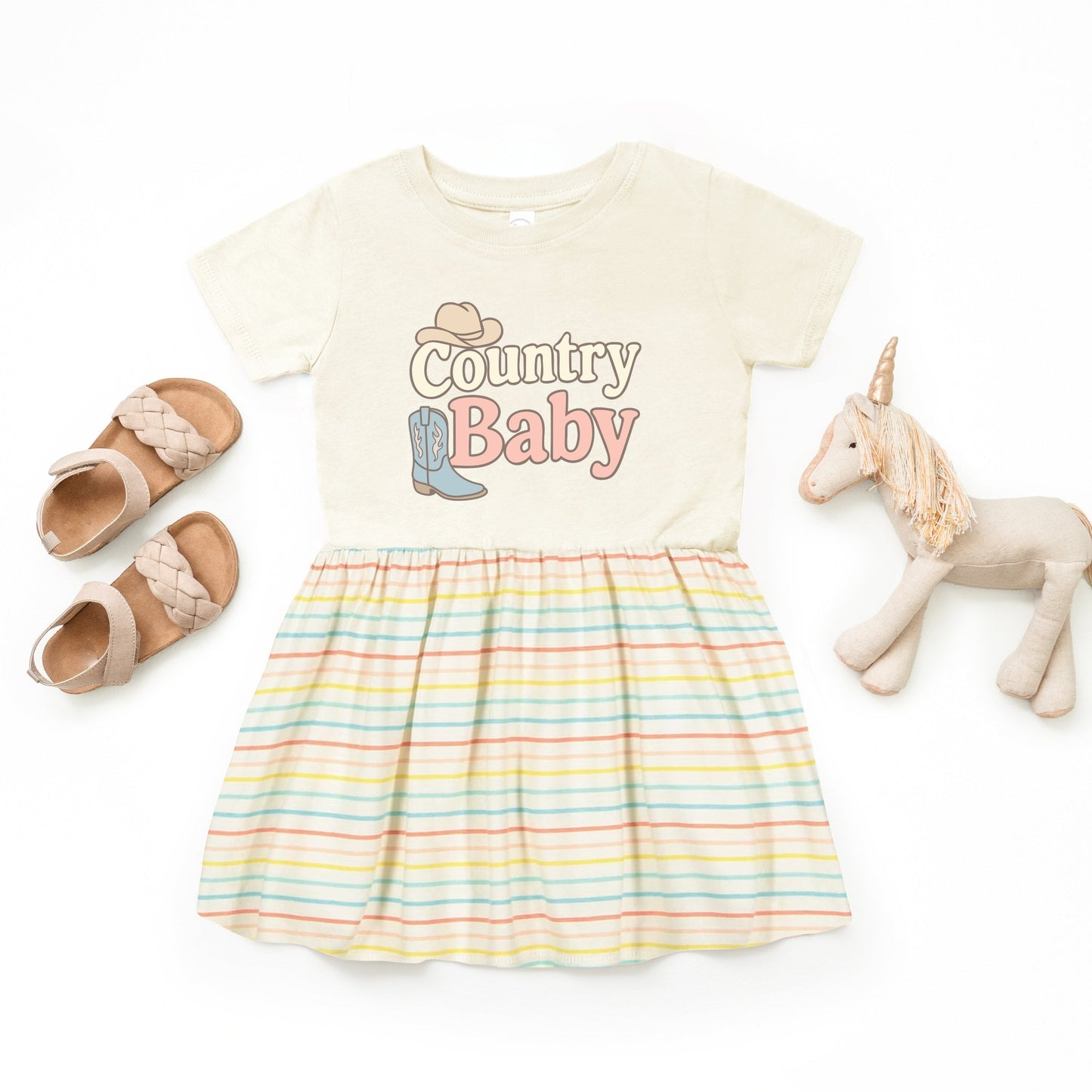 Country Baby Outline Pastel - Toddler Graphic Dress