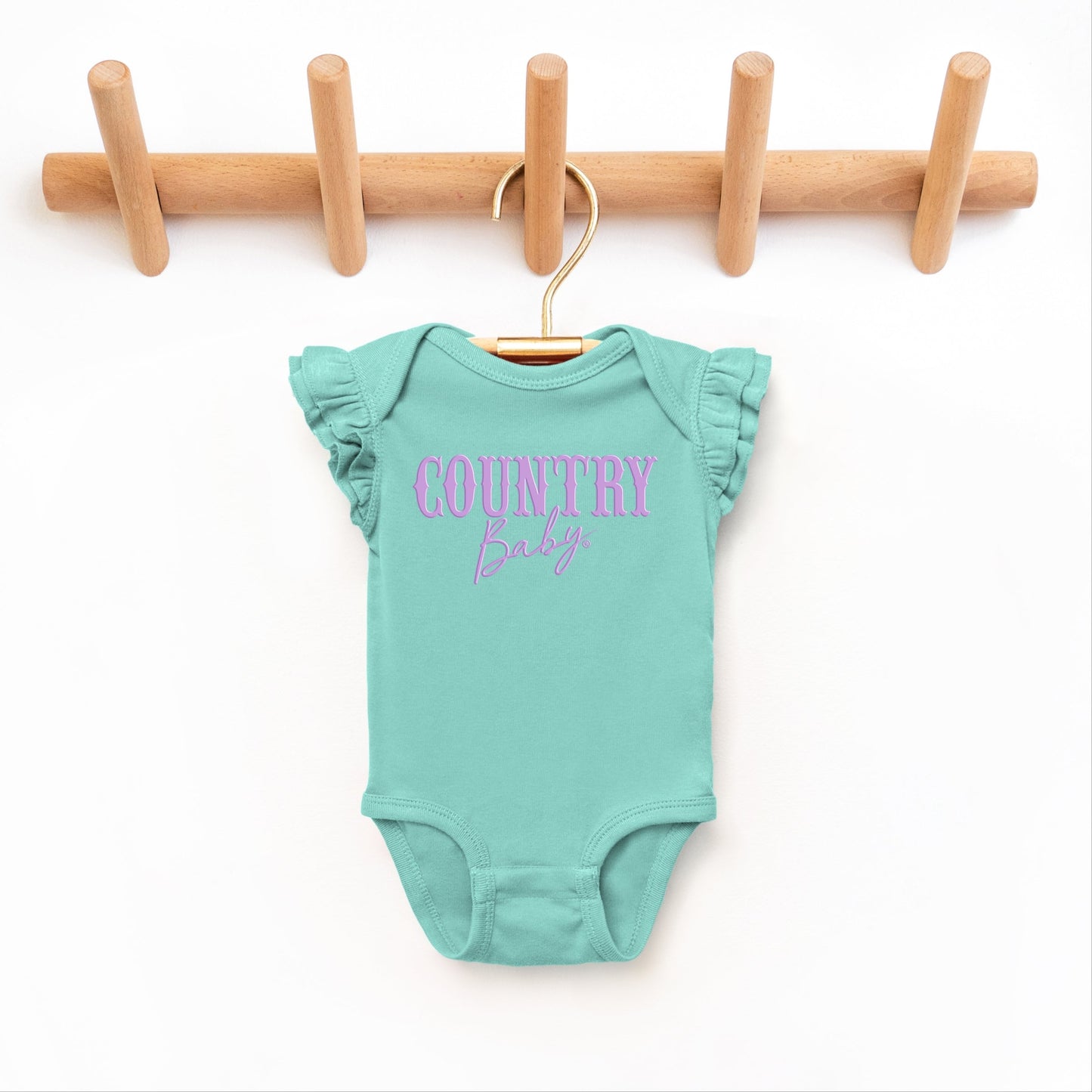 Country Baby Puff Print - Baby Flutter Sleeve Bodysuit