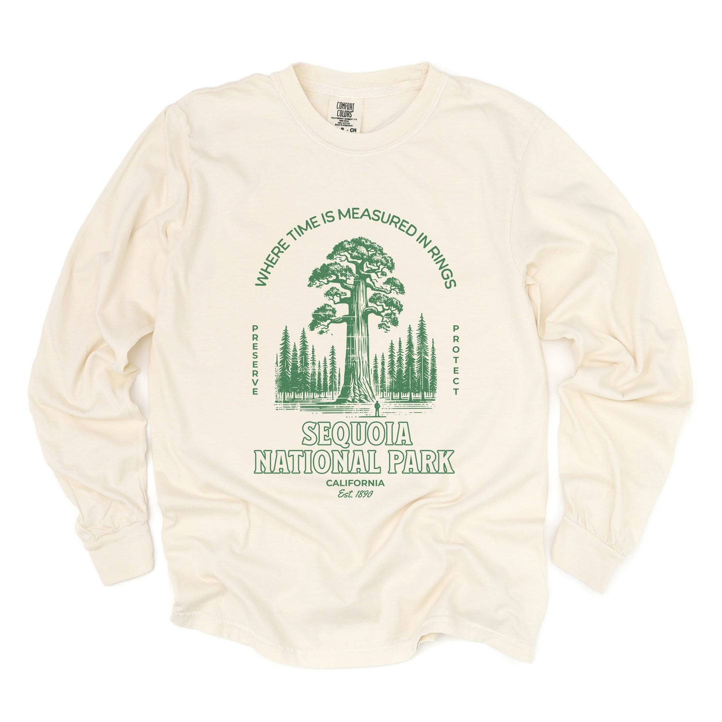 Sequoia National Park EST. 1890 - Womens Garment Dyed Long Sleeve Graphic T-Shirt