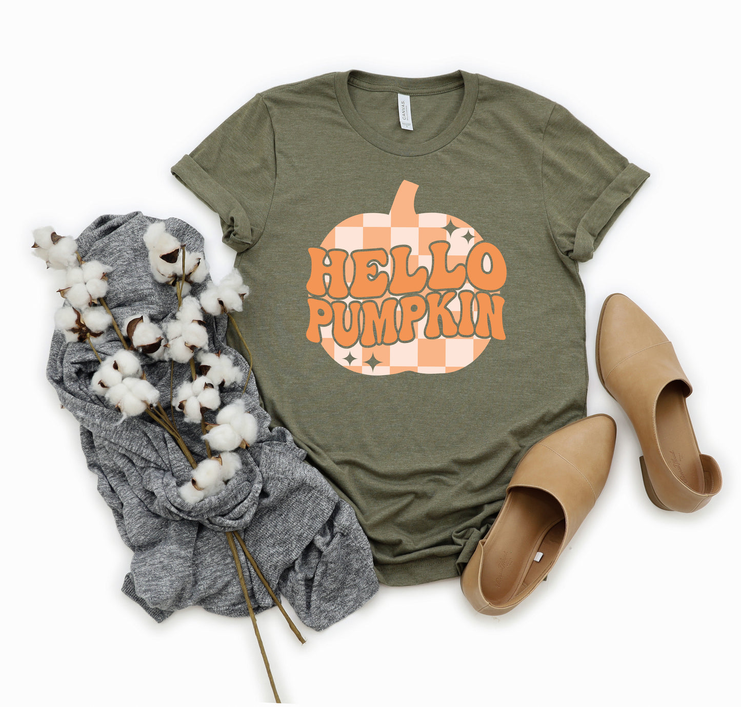 Hello Pumpkin Sparkles | Short Sleeve Crew Neck