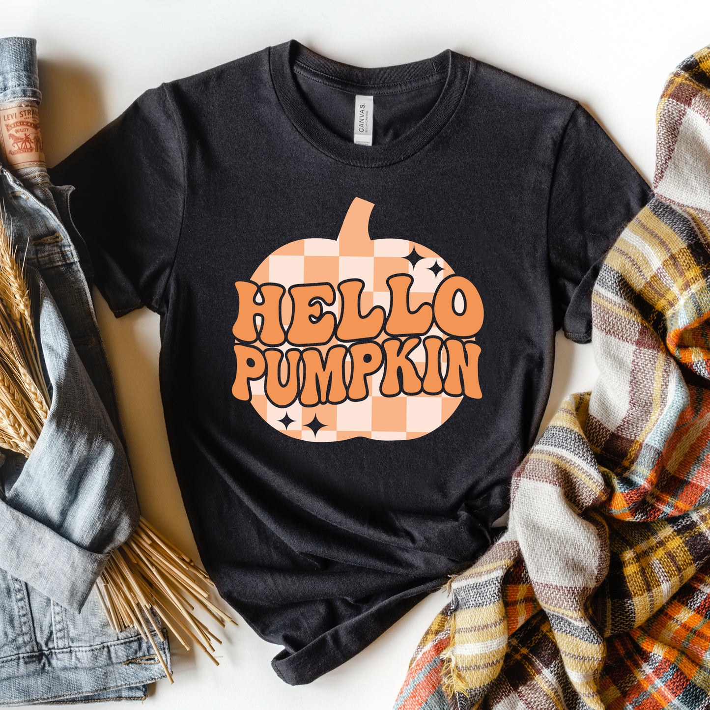 Hello Pumpkin Sparkles | Short Sleeve Crew Neck