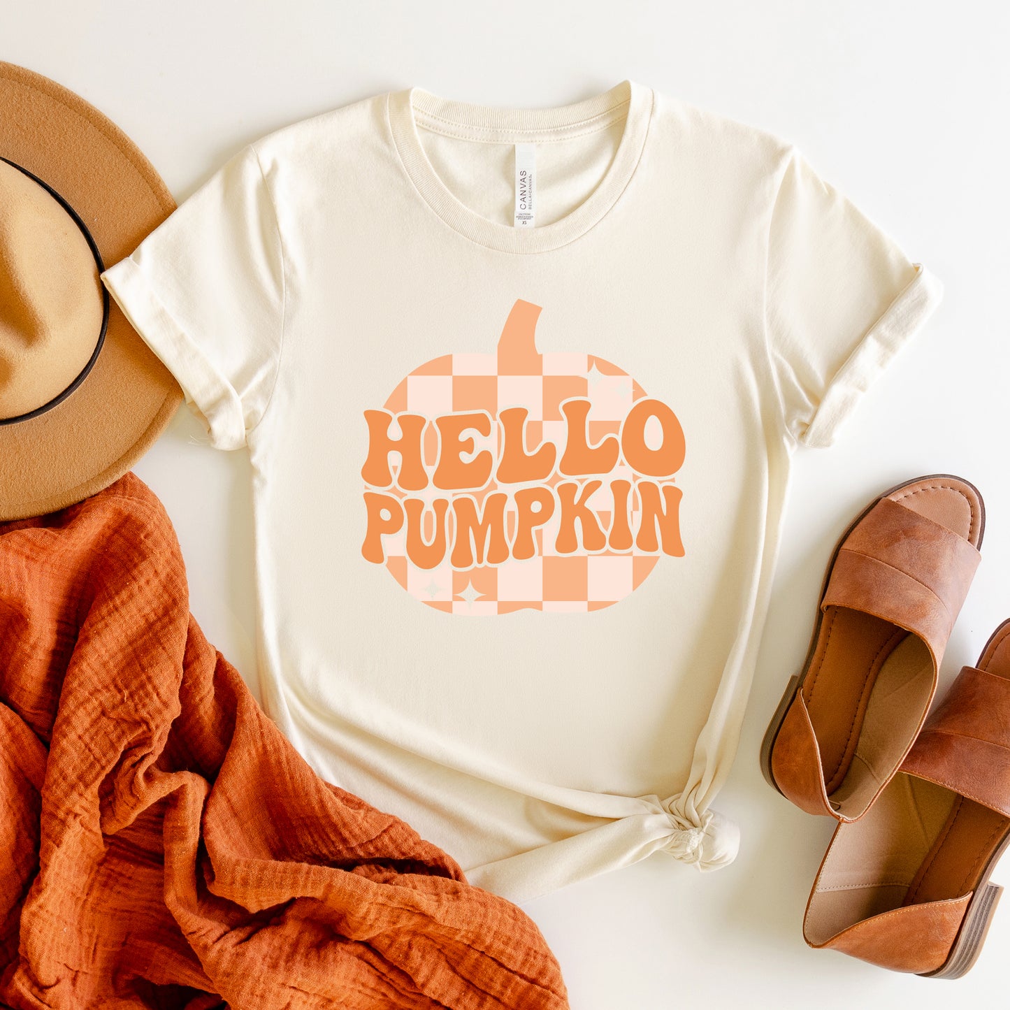 Hello Pumpkin Sparkles | Short Sleeve Crew Neck