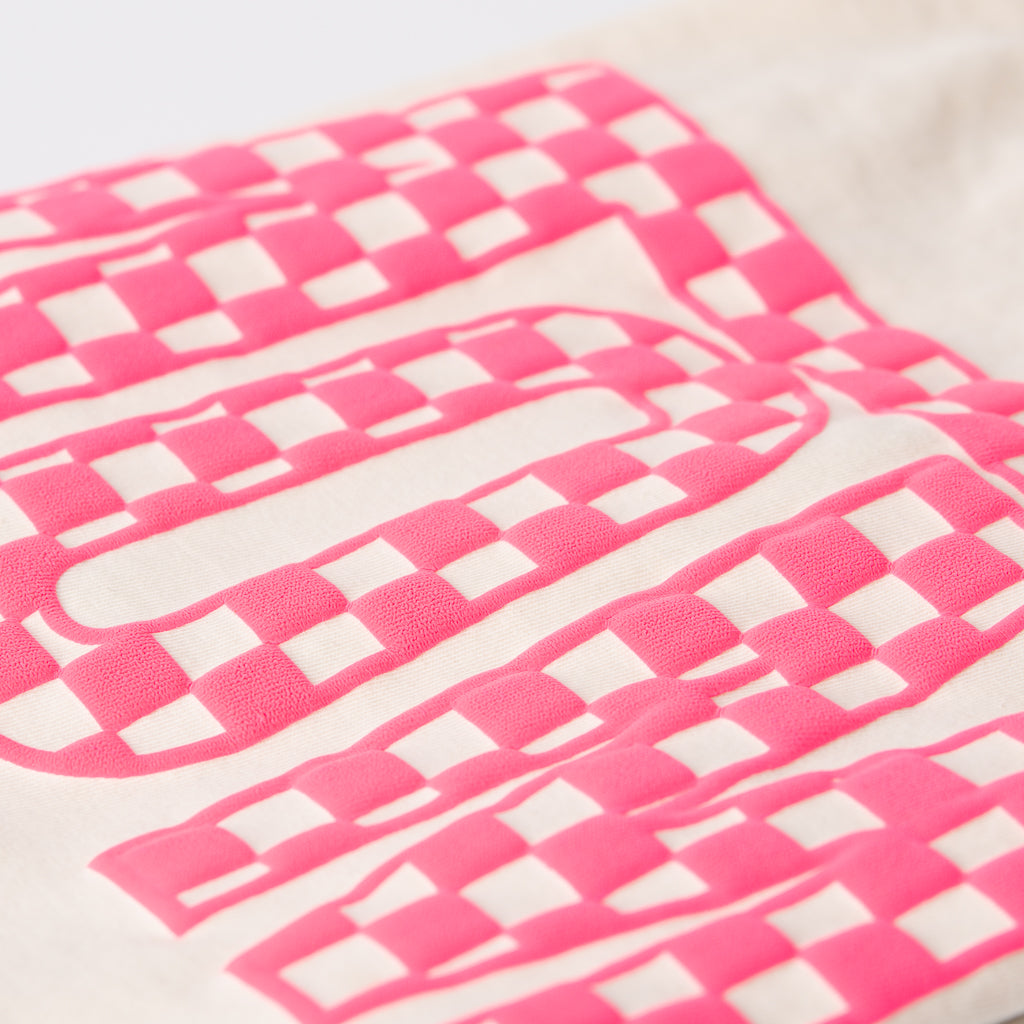 Mom Checkered Box Puff Print | Relaxed Fit Cropped Tee