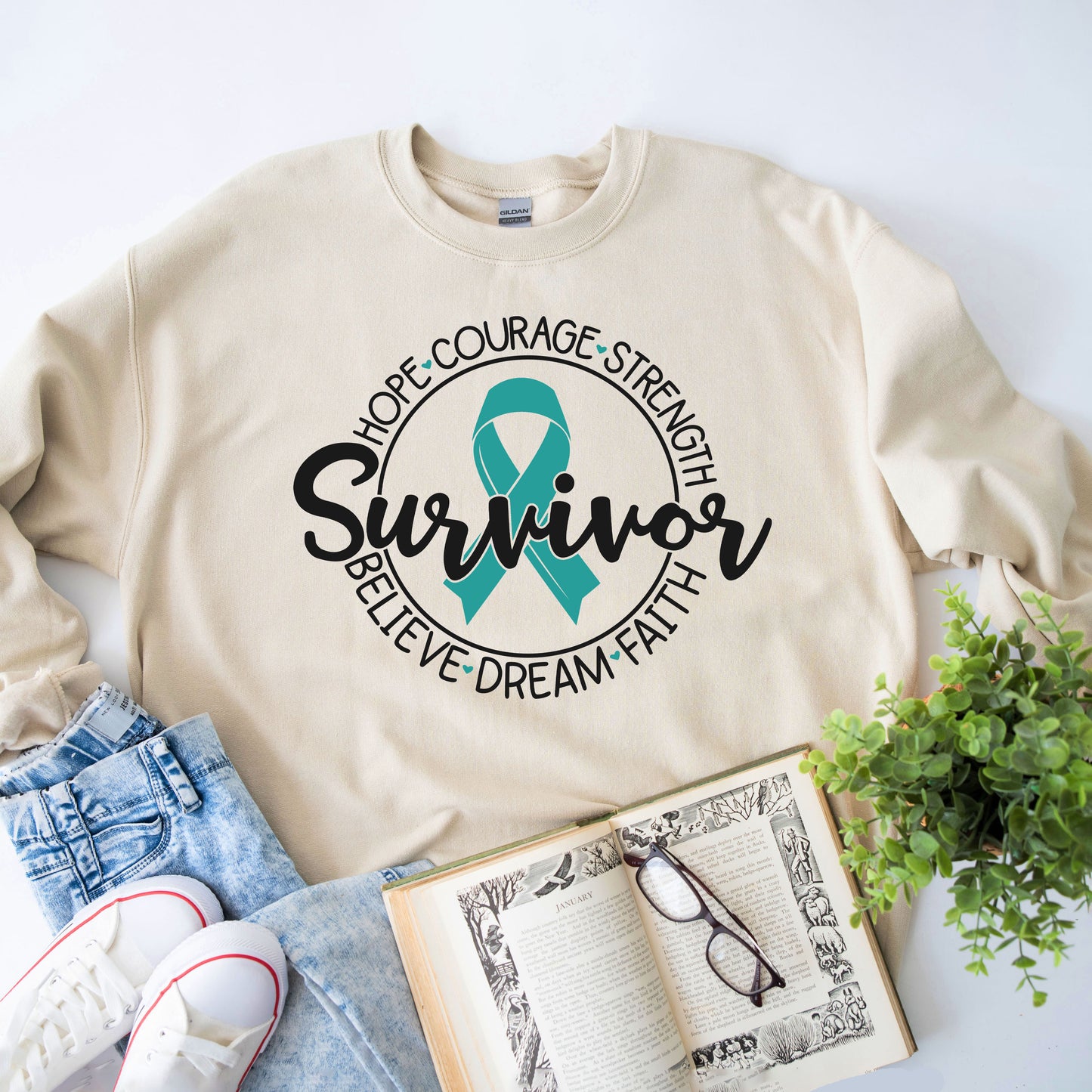 Breast Cancer Survivor Circle Words | Sweatshirt