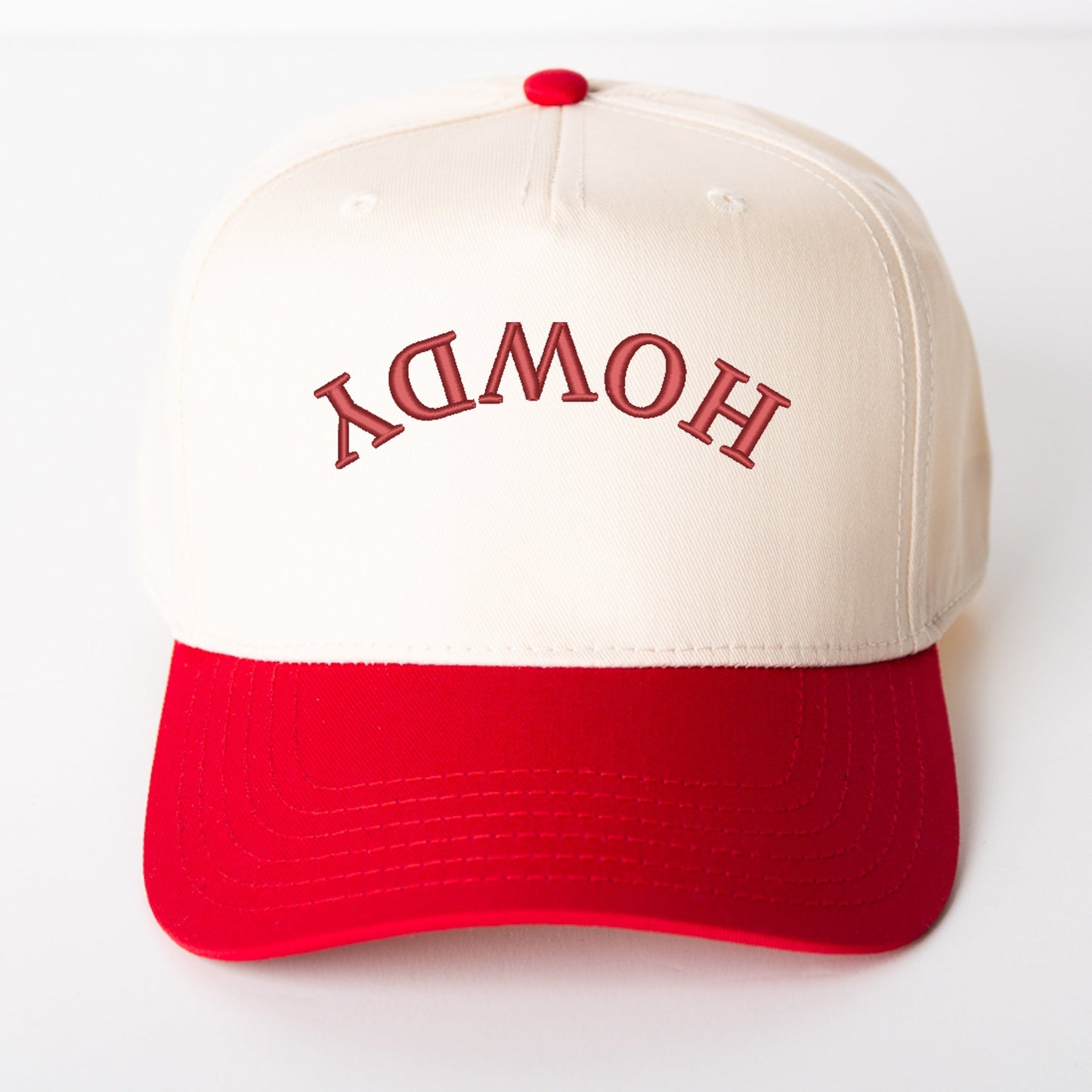 Embroidered Howdy Upside Down Arch - Women's Canvas Trucker Hat