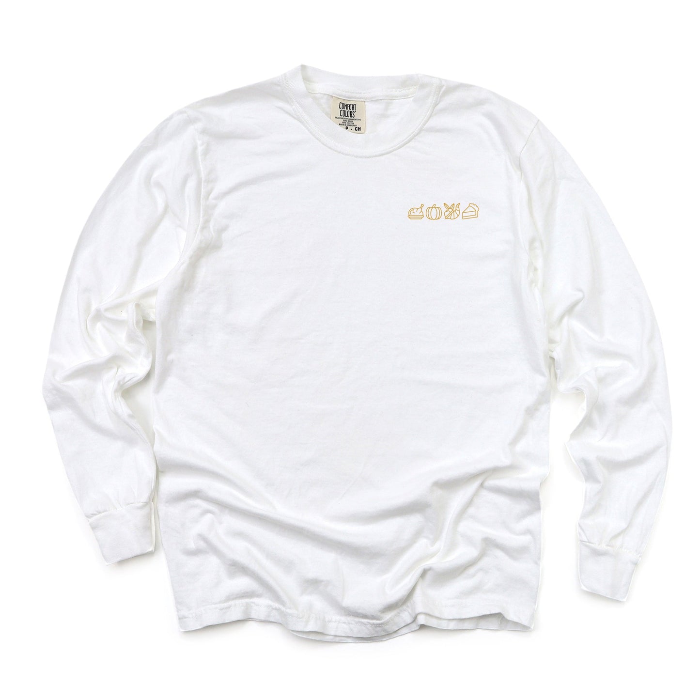Embroidered Thanksgiving Icons - Womens Garment Dyed Long Sleeve