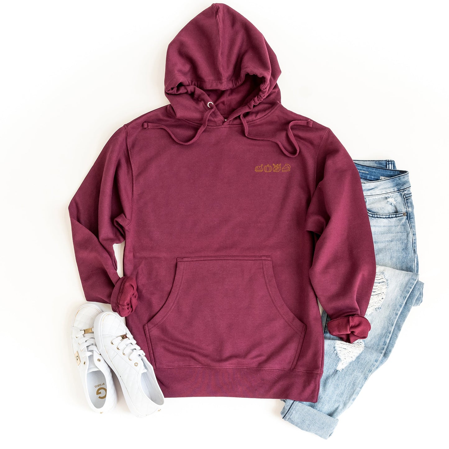 Embroidered Thanksgiving Icons - Womens Hoodie