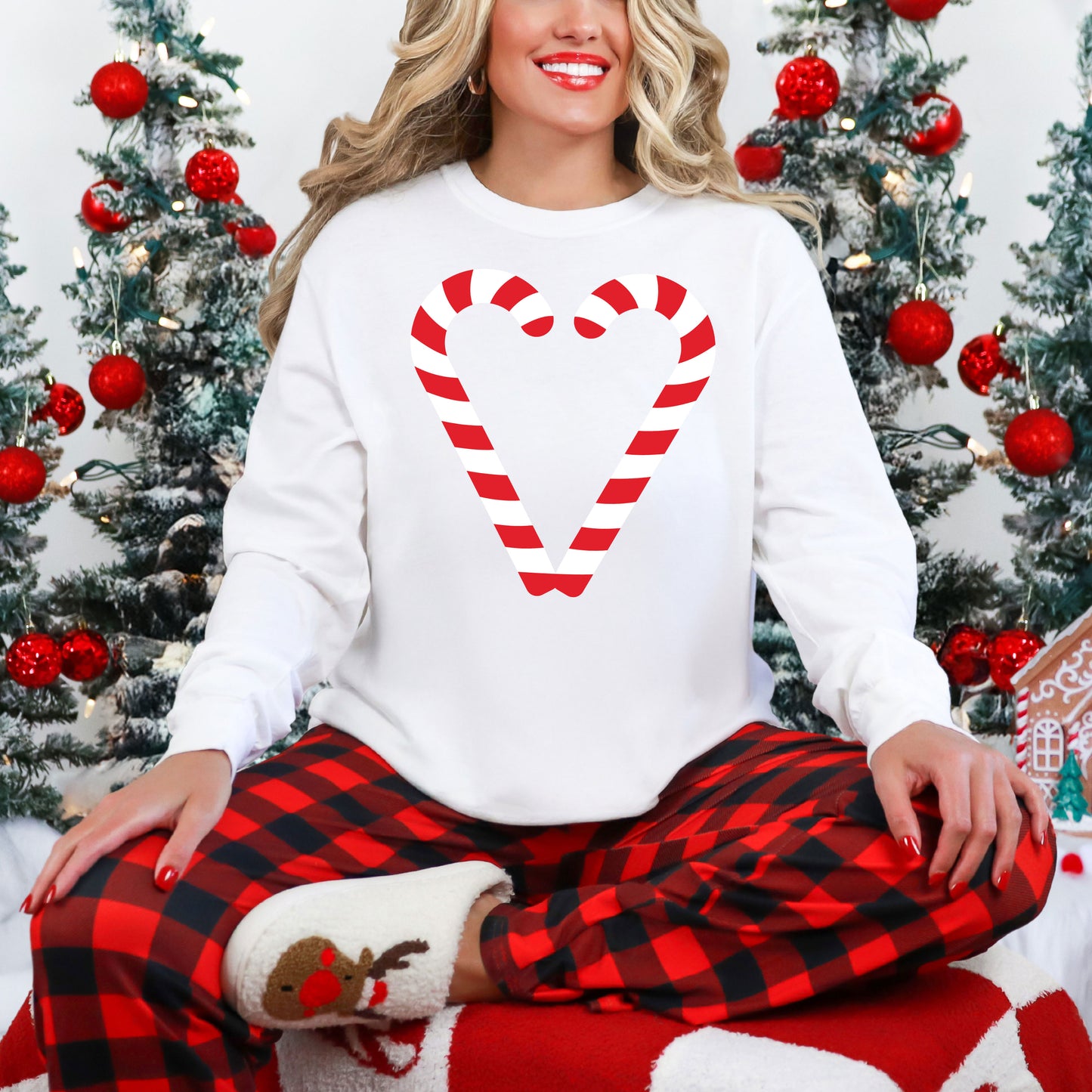 Candy Cane Heart - Garment Dyed Long Sleeve