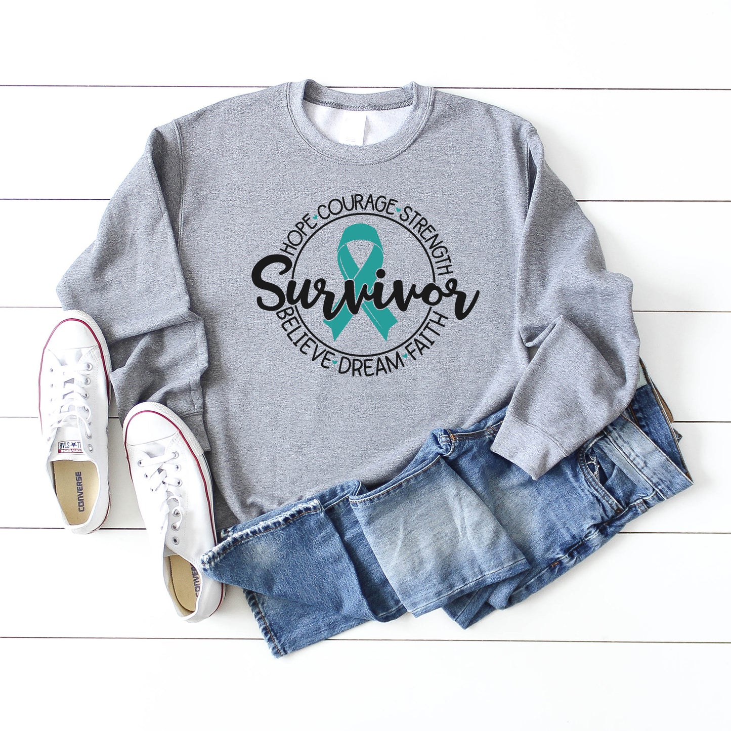 Breast Cancer Survivor Circle Words | Sweatshirt