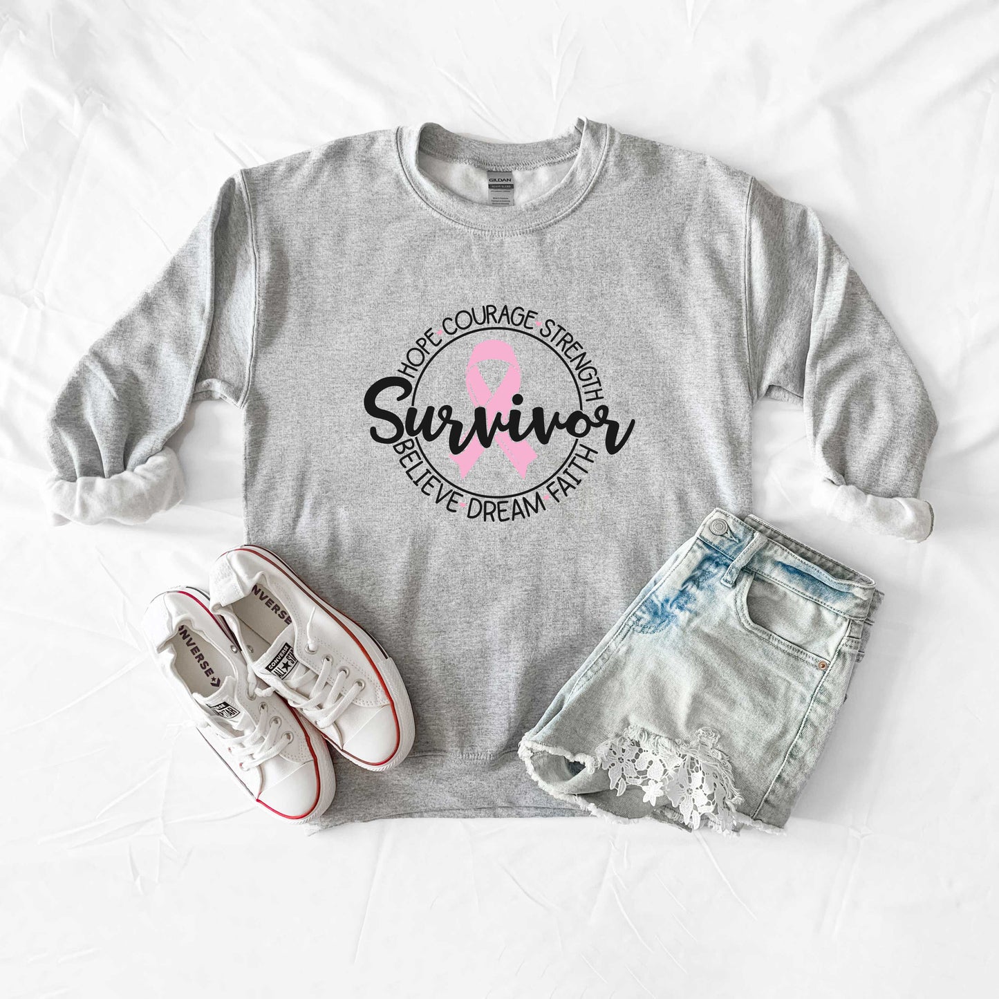 Breast Cancer Survivor Circle Words | Sweatshirt