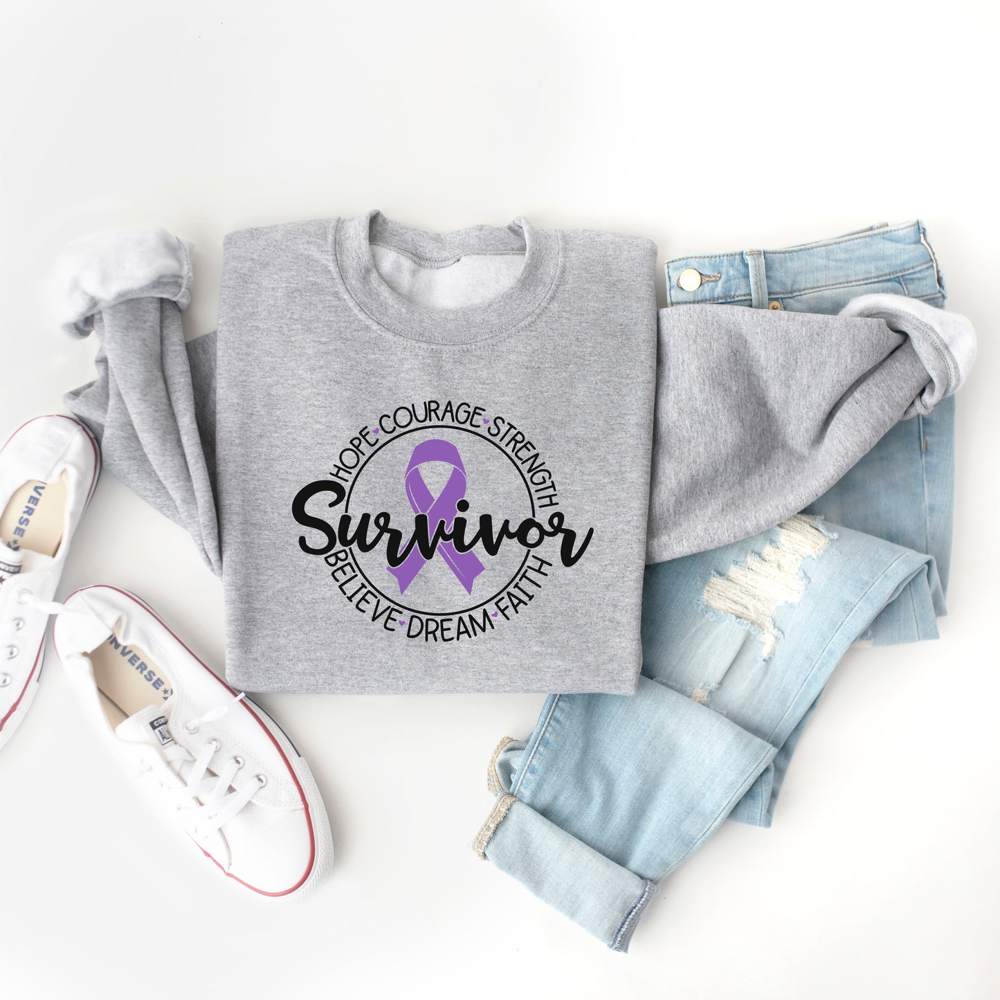 Breast Cancer Survivor Circle Words | Sweatshirt